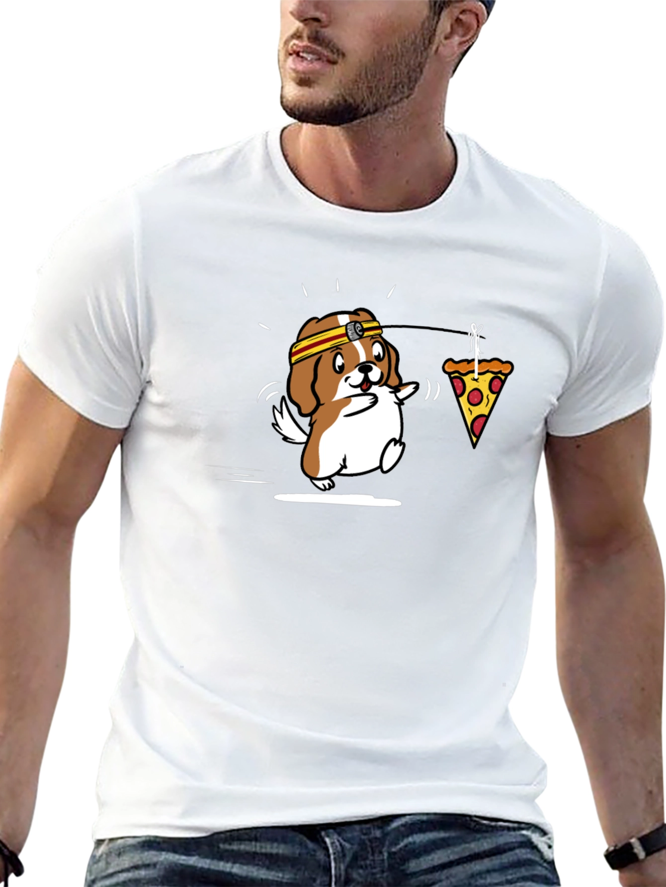 Black Dog Pizza Headband T-Shirt view 13