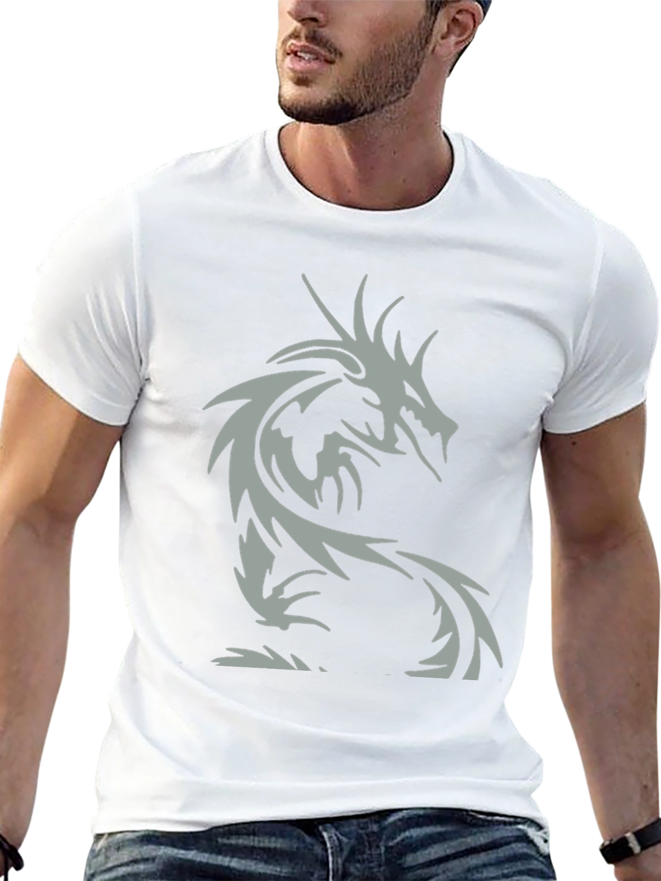 Black Dragon Graphic Men's Black T-Shirt view 13