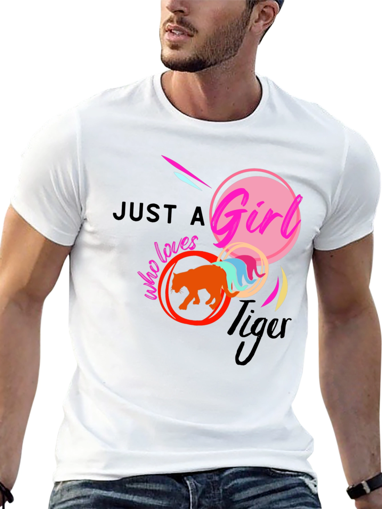 Black Just A Girl Who Loves Tigers Graphic T-Shirt view 13