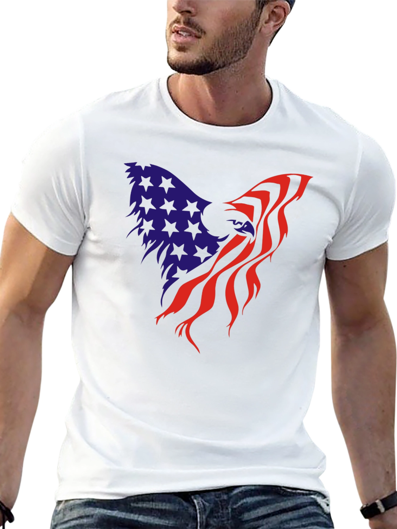 Black American Flag Eagle Graphic Tee - Patriot T-Shirt view 13