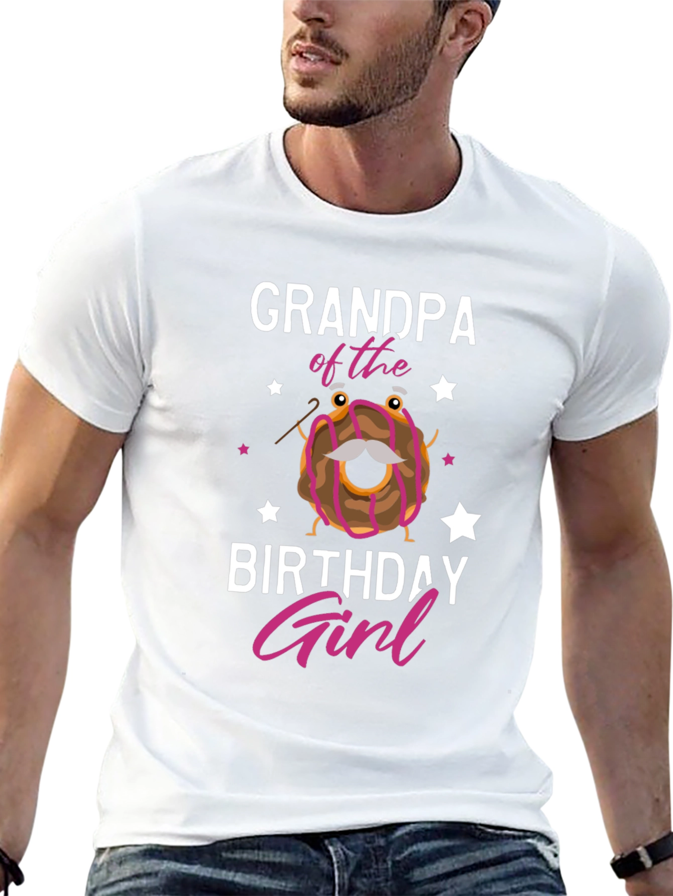 Black Grandpa of the Birthday Girl T-Shirt, Novelty Donut Tee view 13
