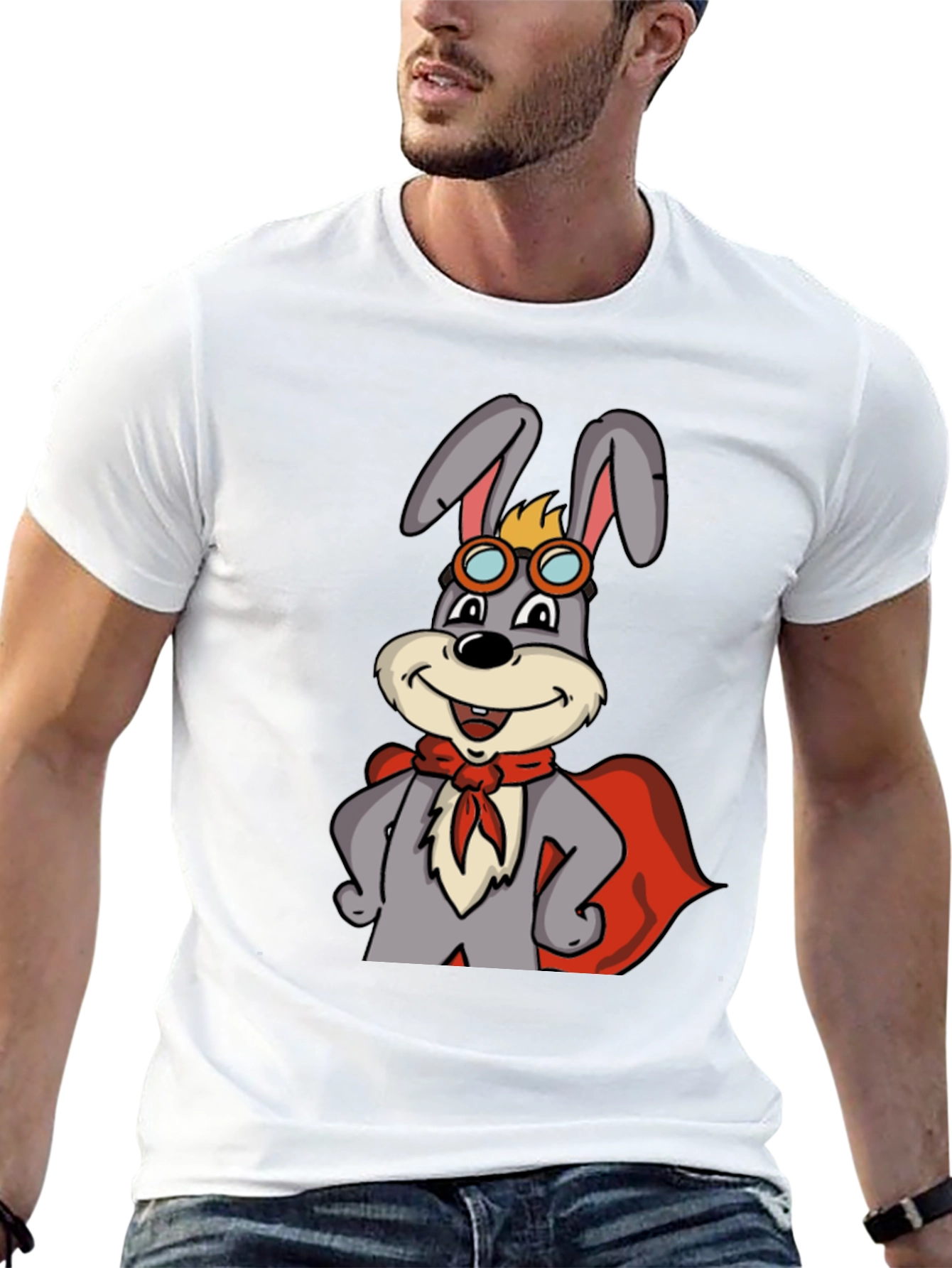 Black Superhero Rabbit T-Shirt view 13