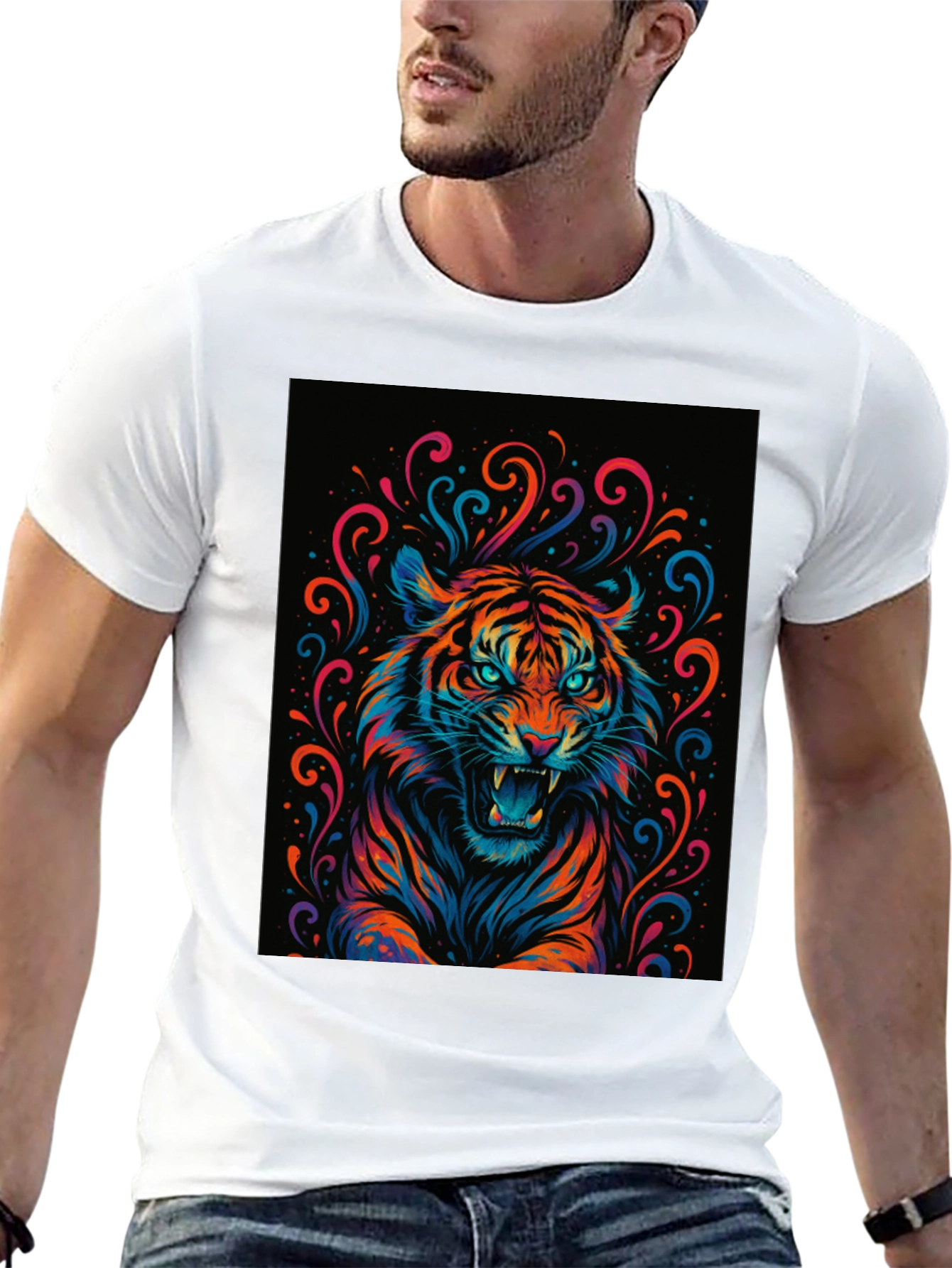 Black Vibrant Tiger Graphic Tee - Bold Statement Shirt view 13