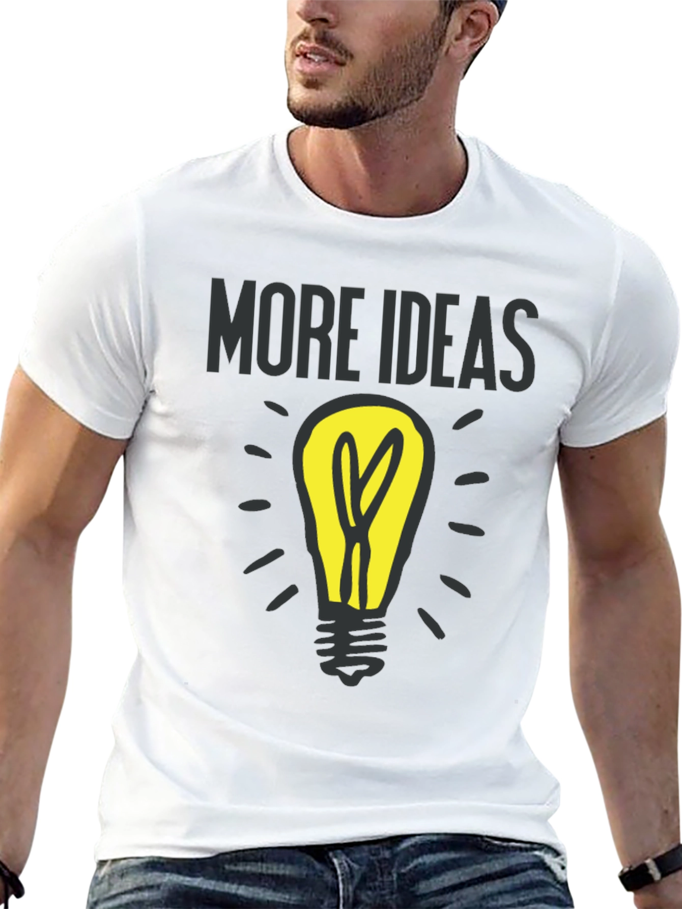 Black More Ideas Light Bulb Graphic T-Shirt view 13