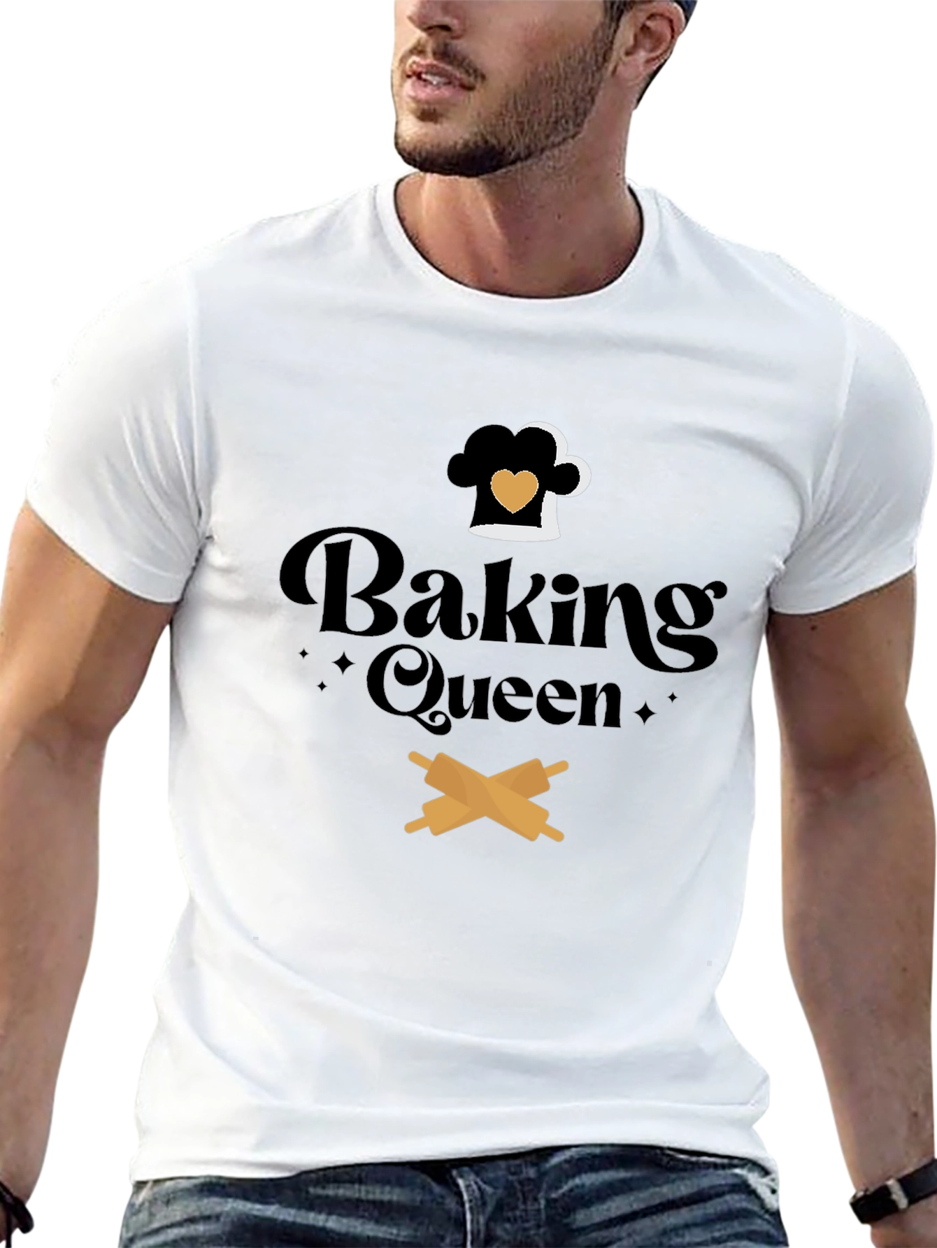 Black Baking Queen Graphic Tee - Chef Hat & Rolling Pins view 13