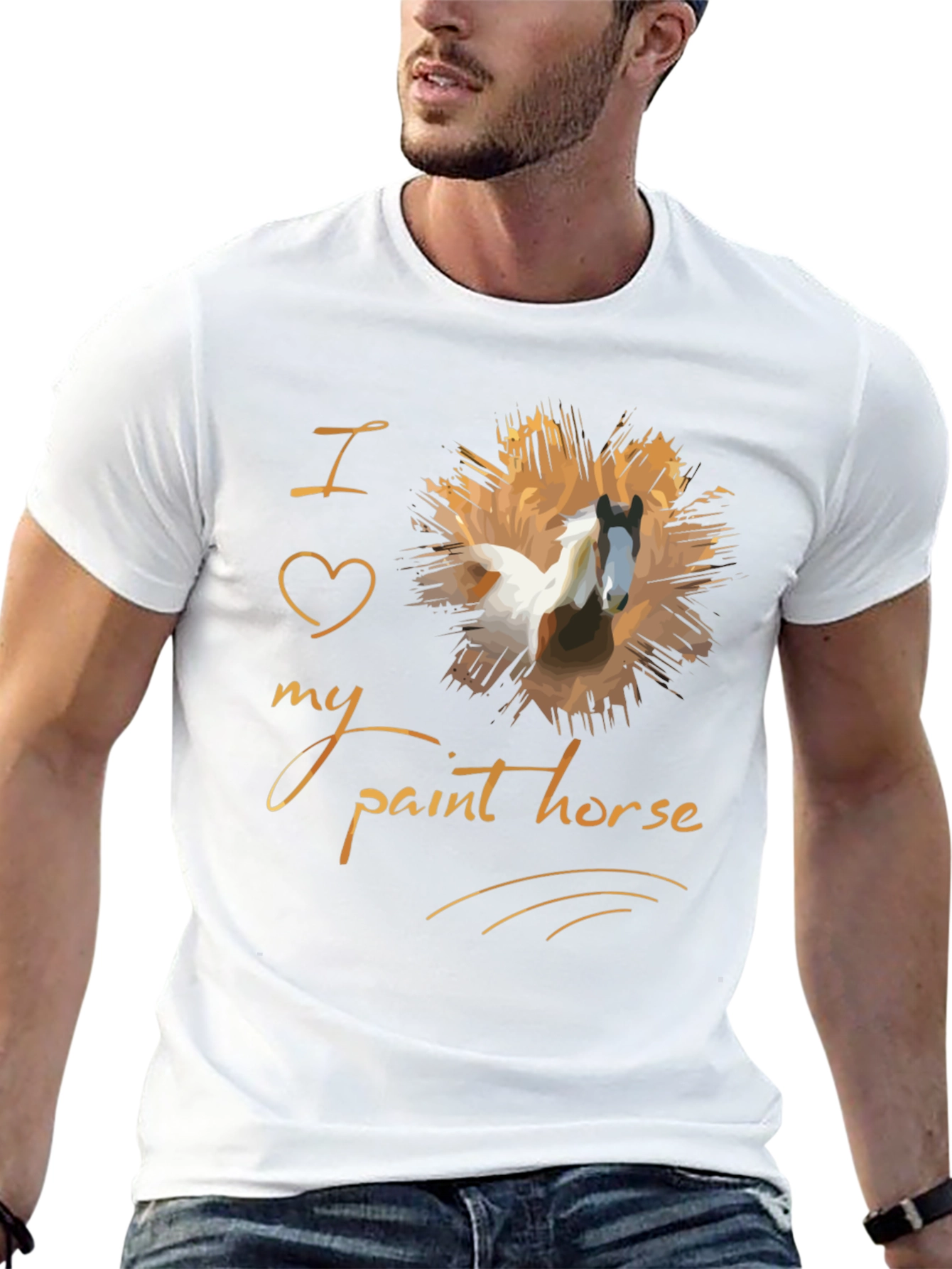 Black I Love My Paint Horse T-Shirt - Unisex Graphic Tee view 13
