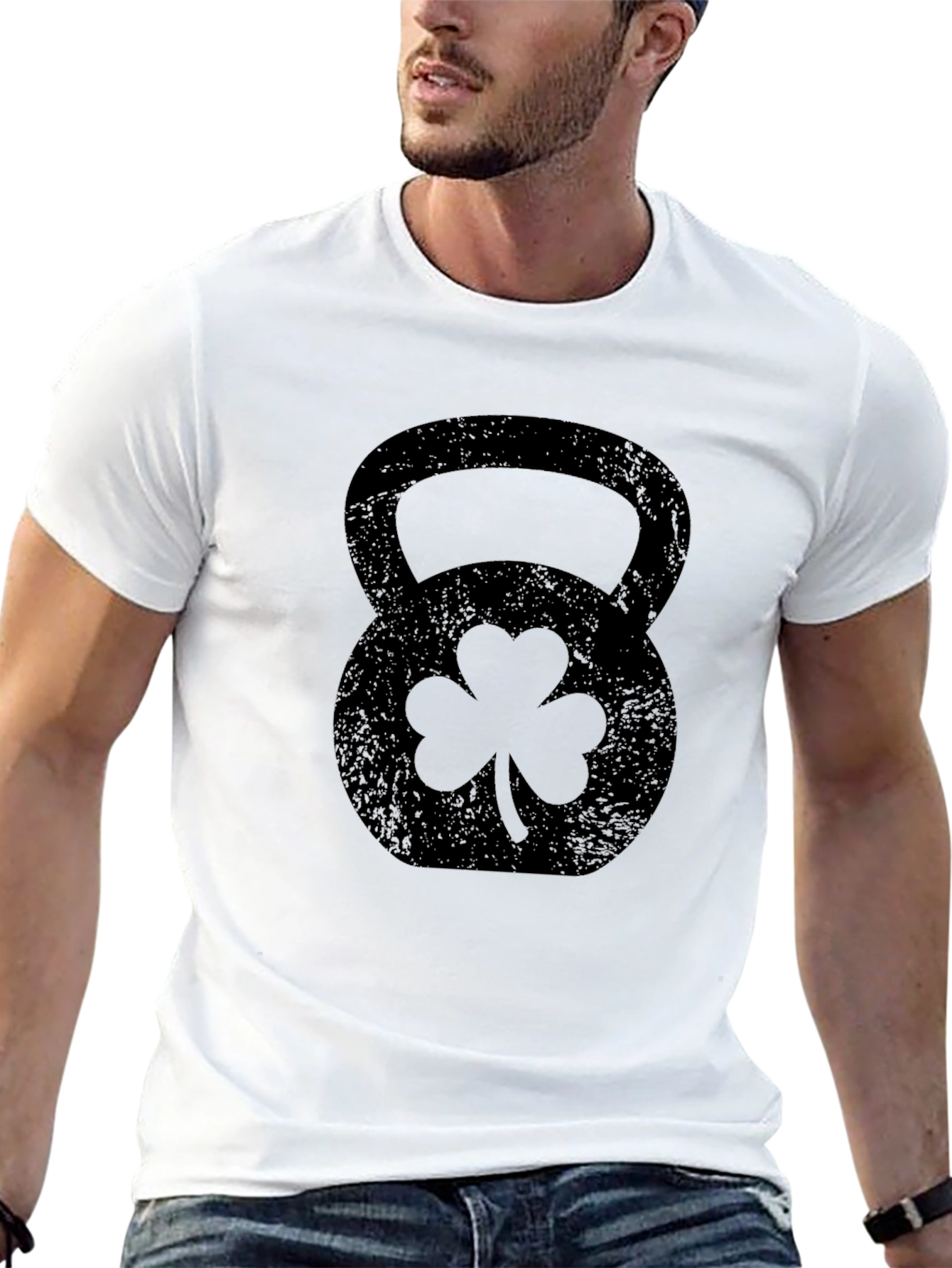 Black St. Patrick's Day Kettlebell Black T-Shirt view 13