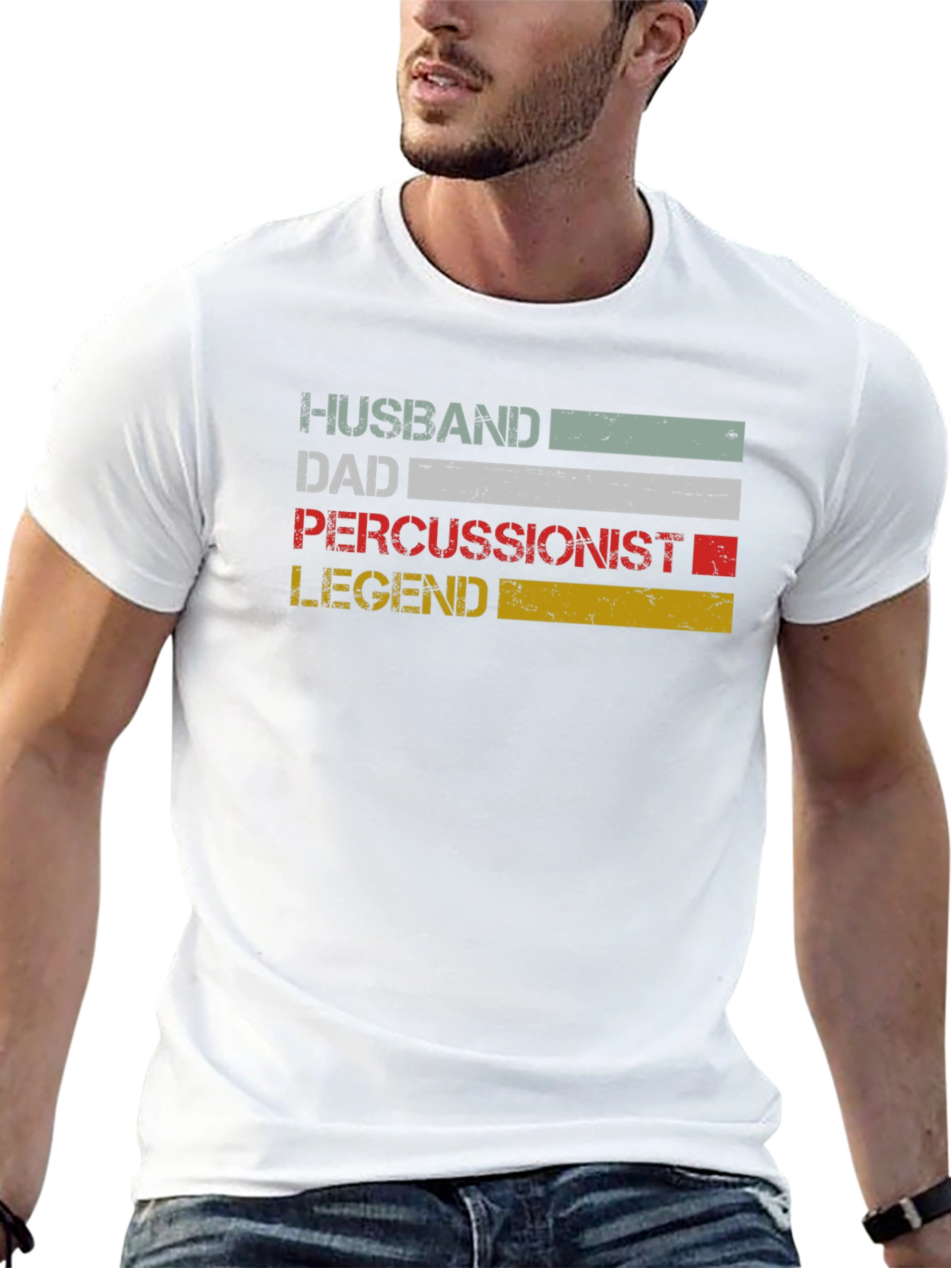 Black Husband Dad Percussionist Legend T-Shirt view 13