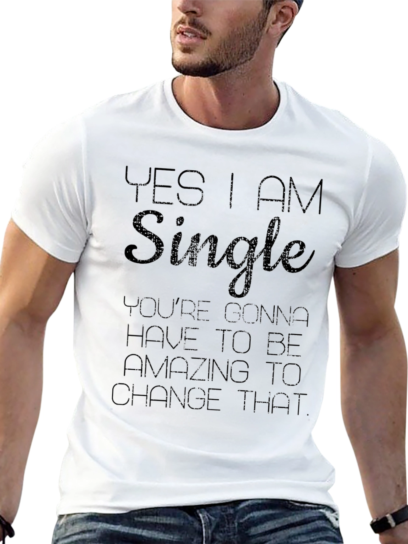 Black Funny Single Statement Graphic T-Shirt for Men view 13