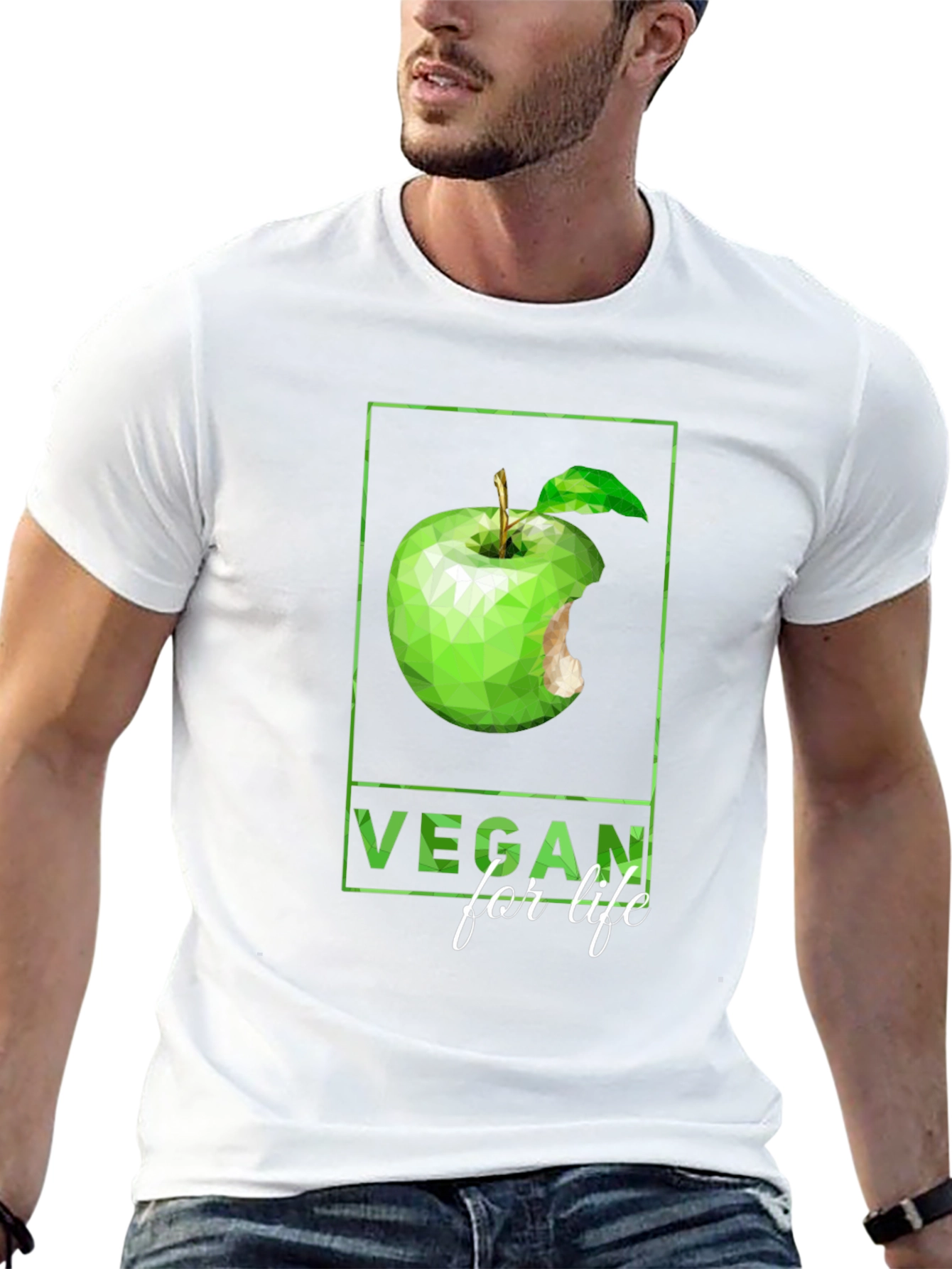 Black Vegan for Life Graphic Tee - Apple Design view 13