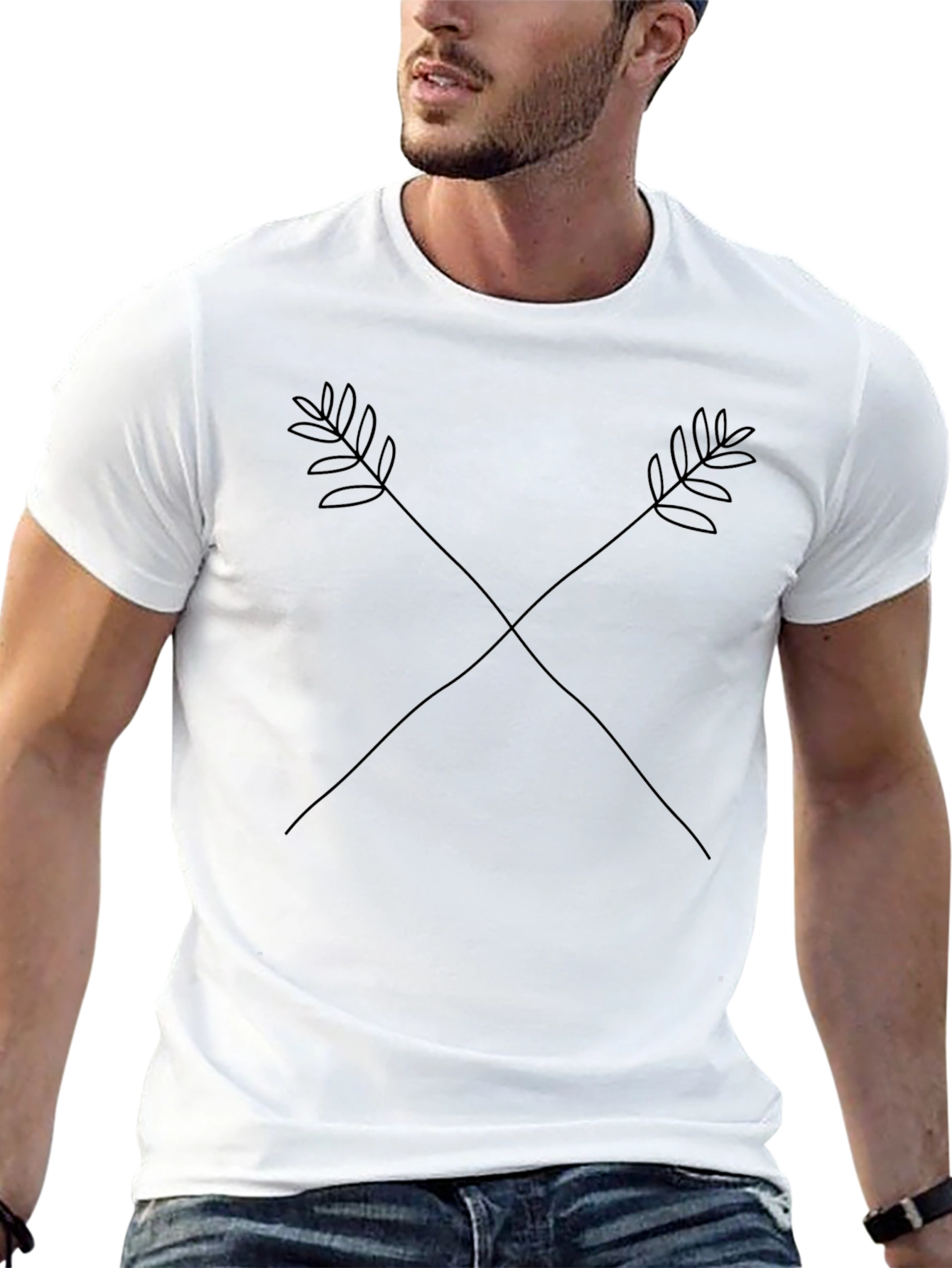 Black Minimalist Arrow Graphic Black T-Shirt view 13