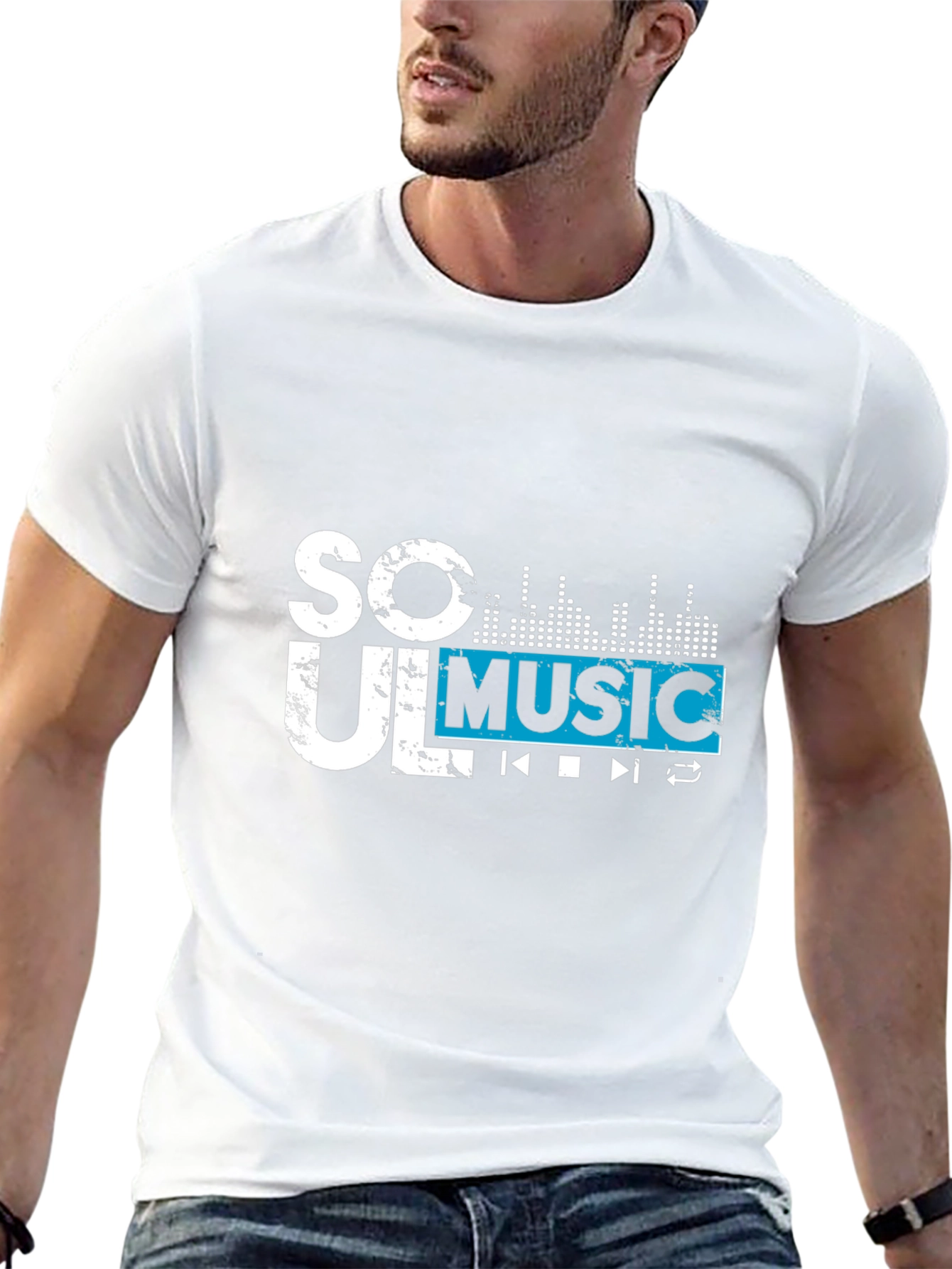 Black Soul Music Graphic Tee - Black Short Sleeve Casual Shirt view 13