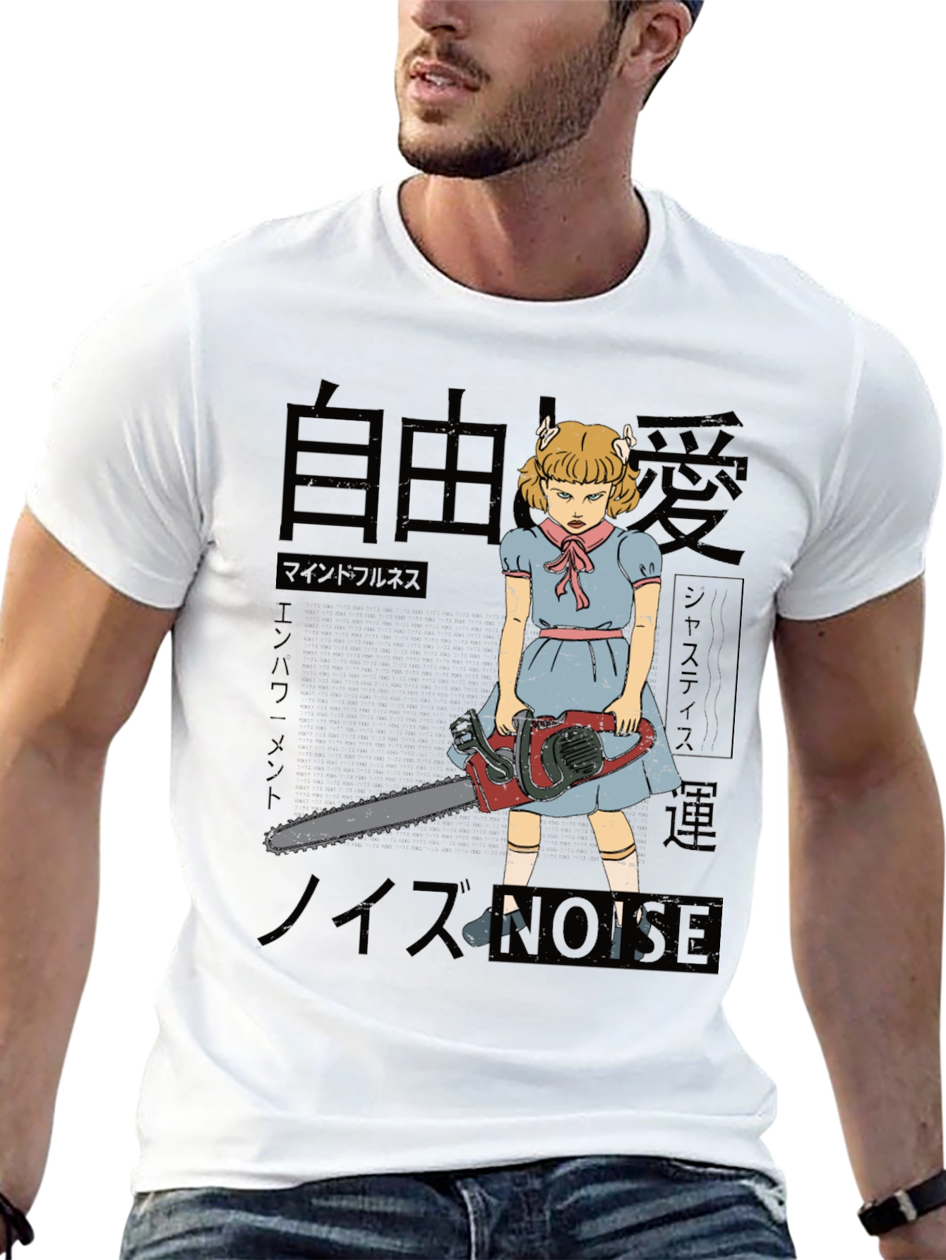 Black Horror Chainsaw Girl T-Shirt view 13