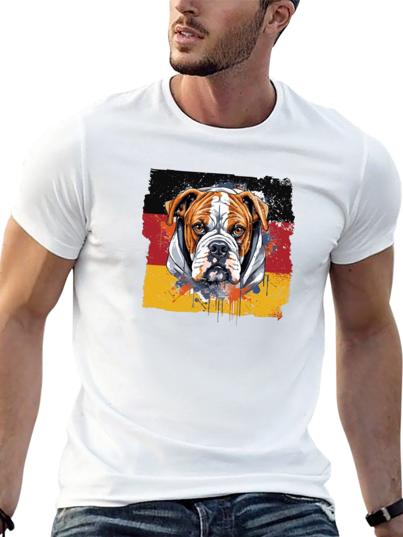 Black Bulldog Germany Flag Graphic T-Shirt view 13