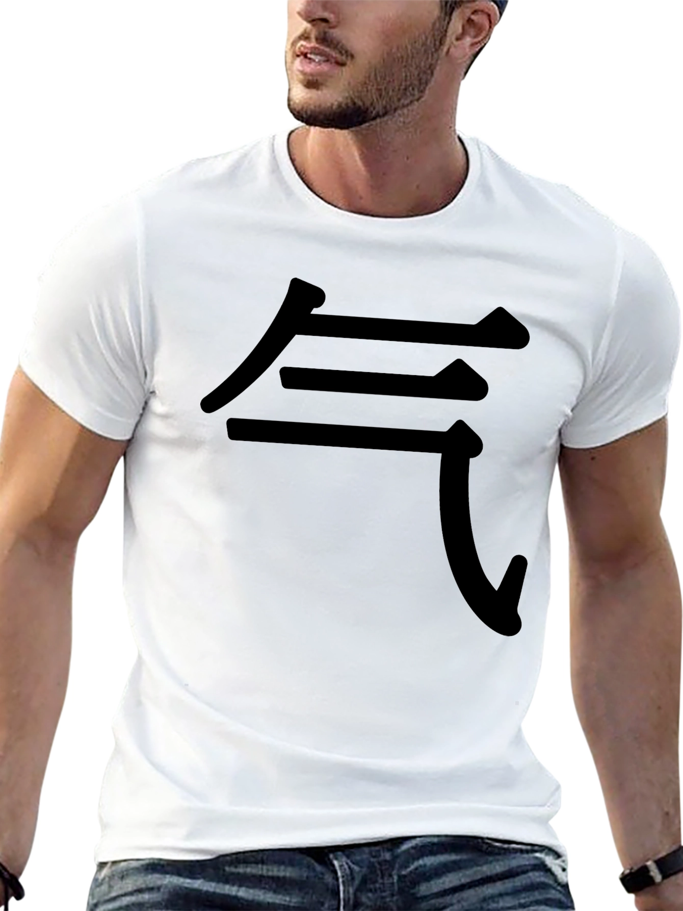 Black Men's Black T-Shirt with Chinese "Qi" Symbol view 13