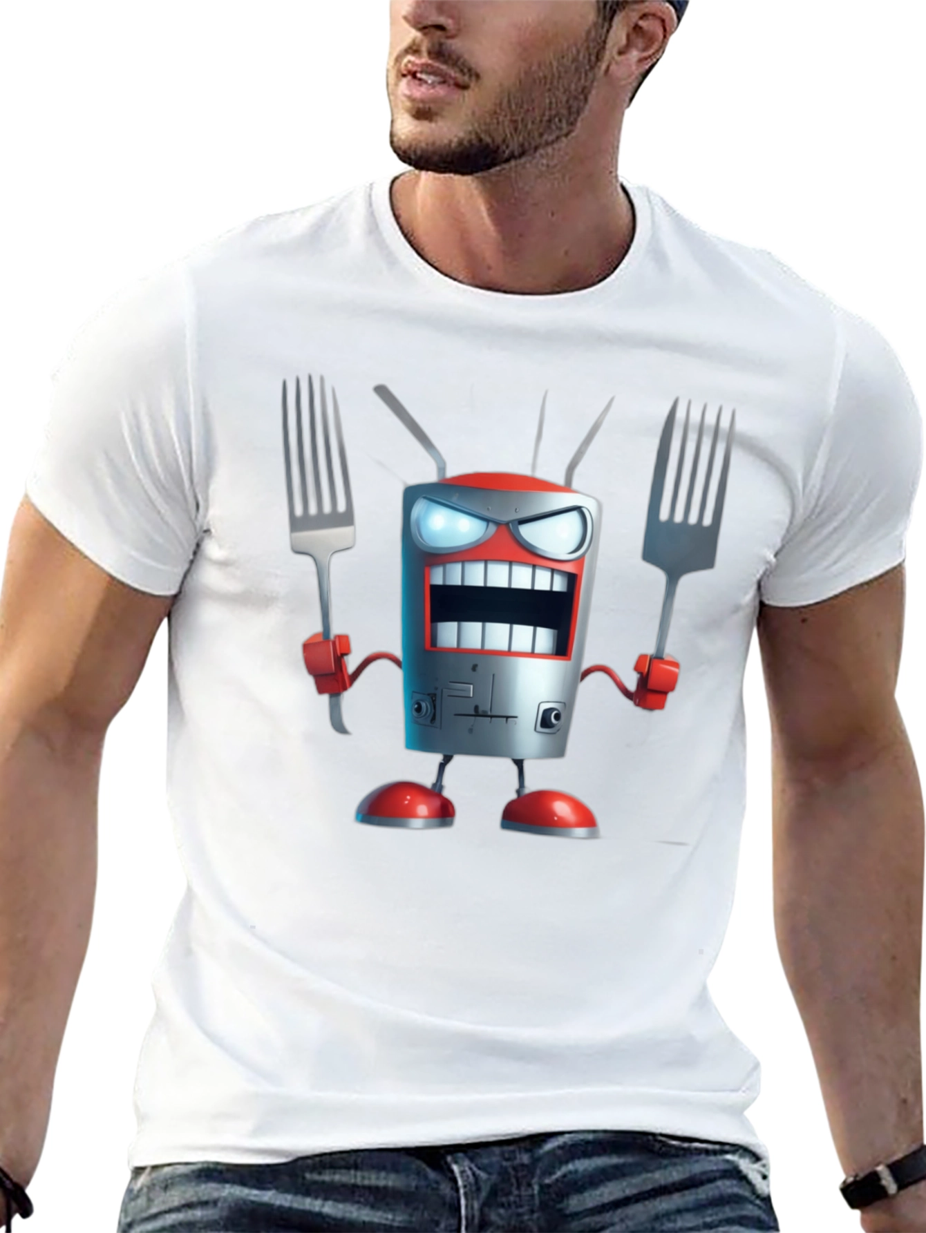 Robot Chef T-Shirt - Funny Cartoon Design - 13