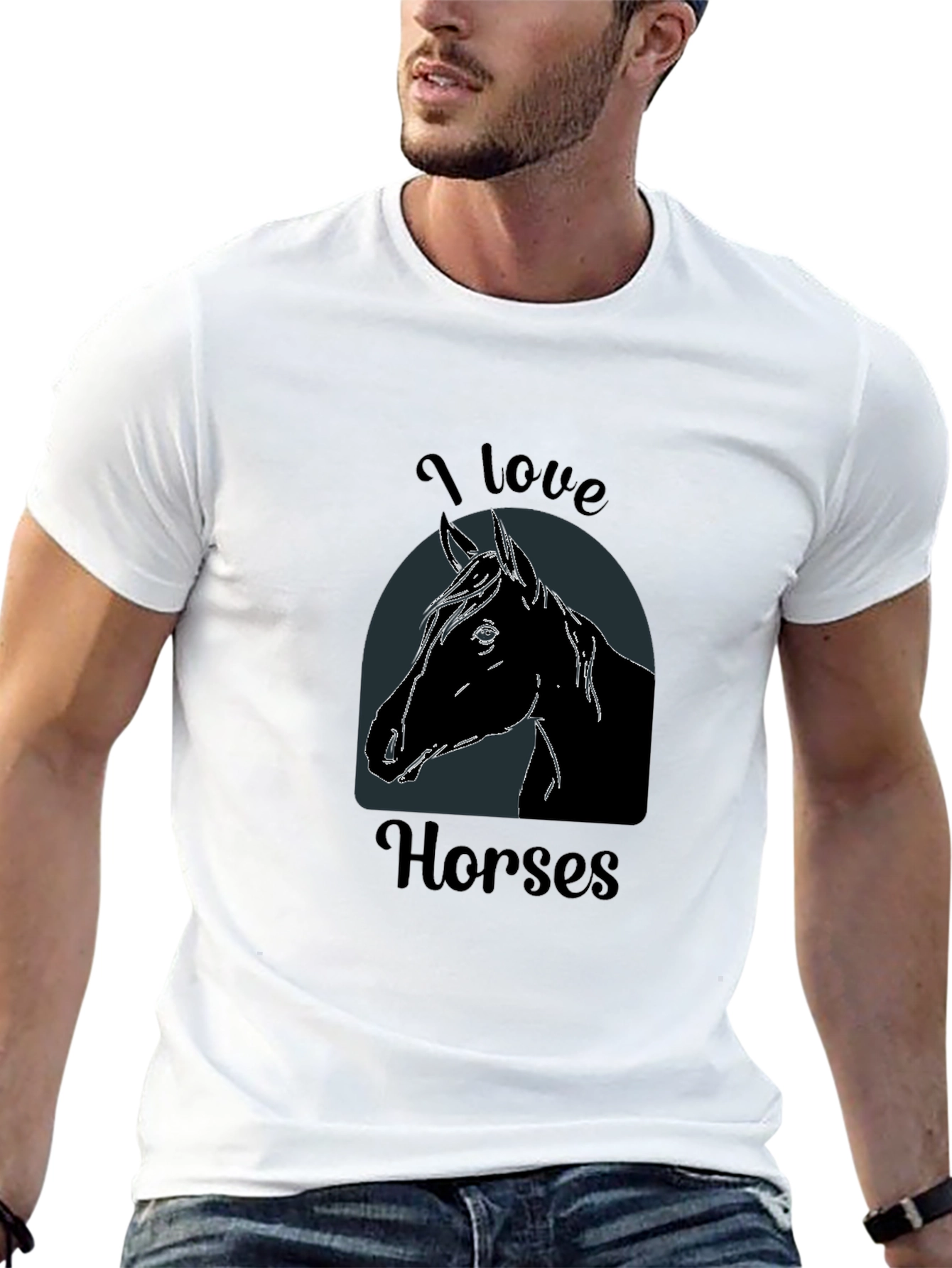Black I Love Horses Black T-Shirt - Equestrian Tee view 13