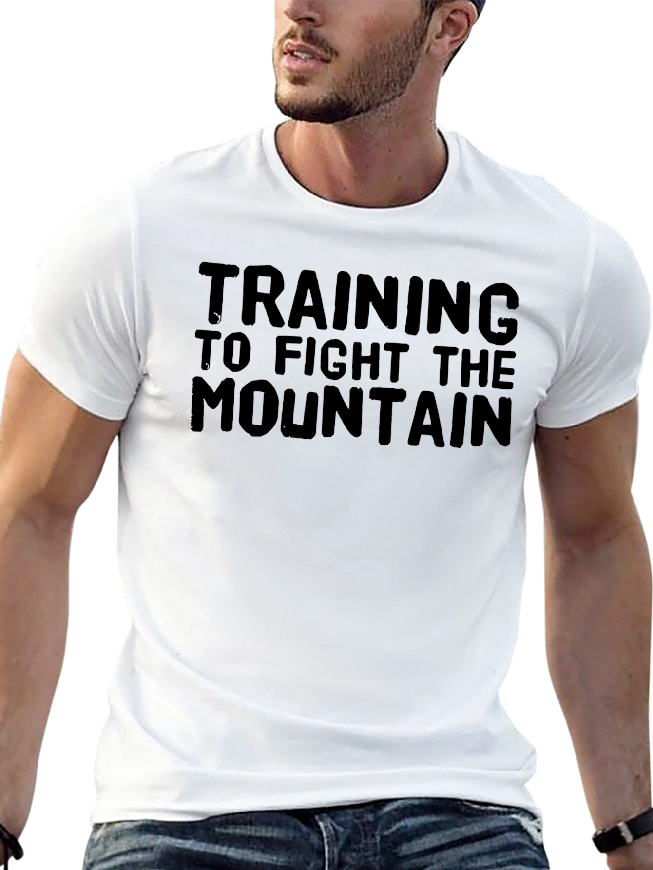 Black Training to Fight the Mountain Graphic T-Shirt view 13