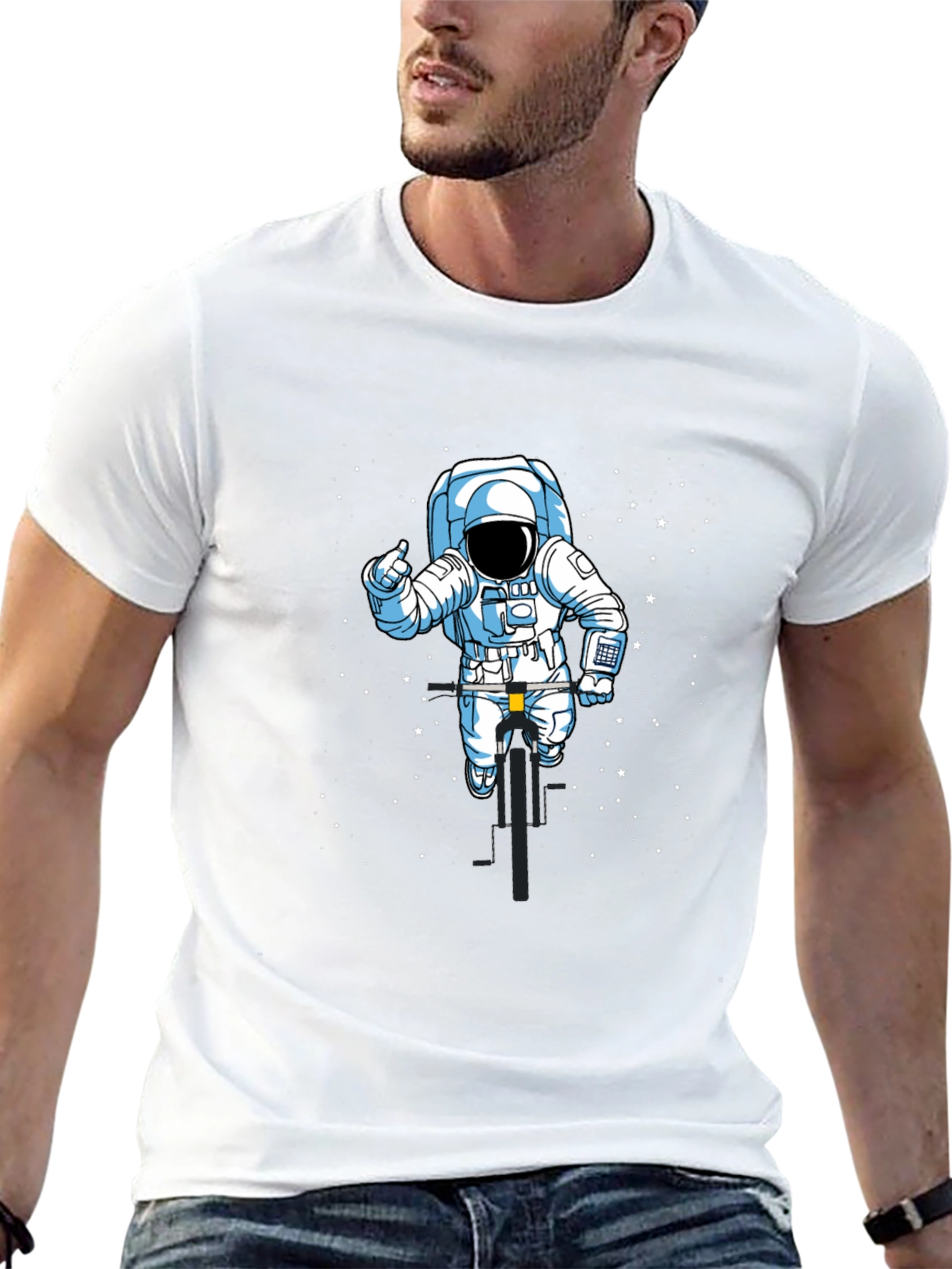 Black Astronaut Biker T-Shirt - Space Ride Tee view 13