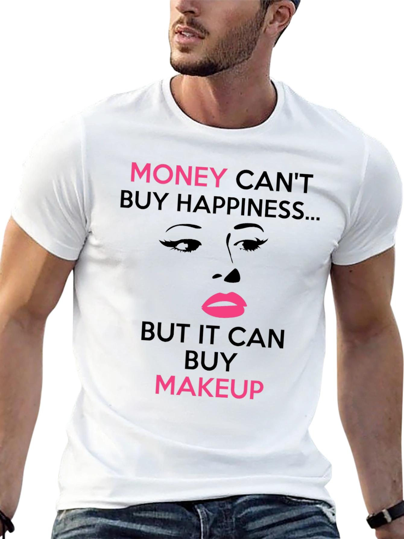 Black Money Can't Buy Happiness But Makeup T-Shirt view 13