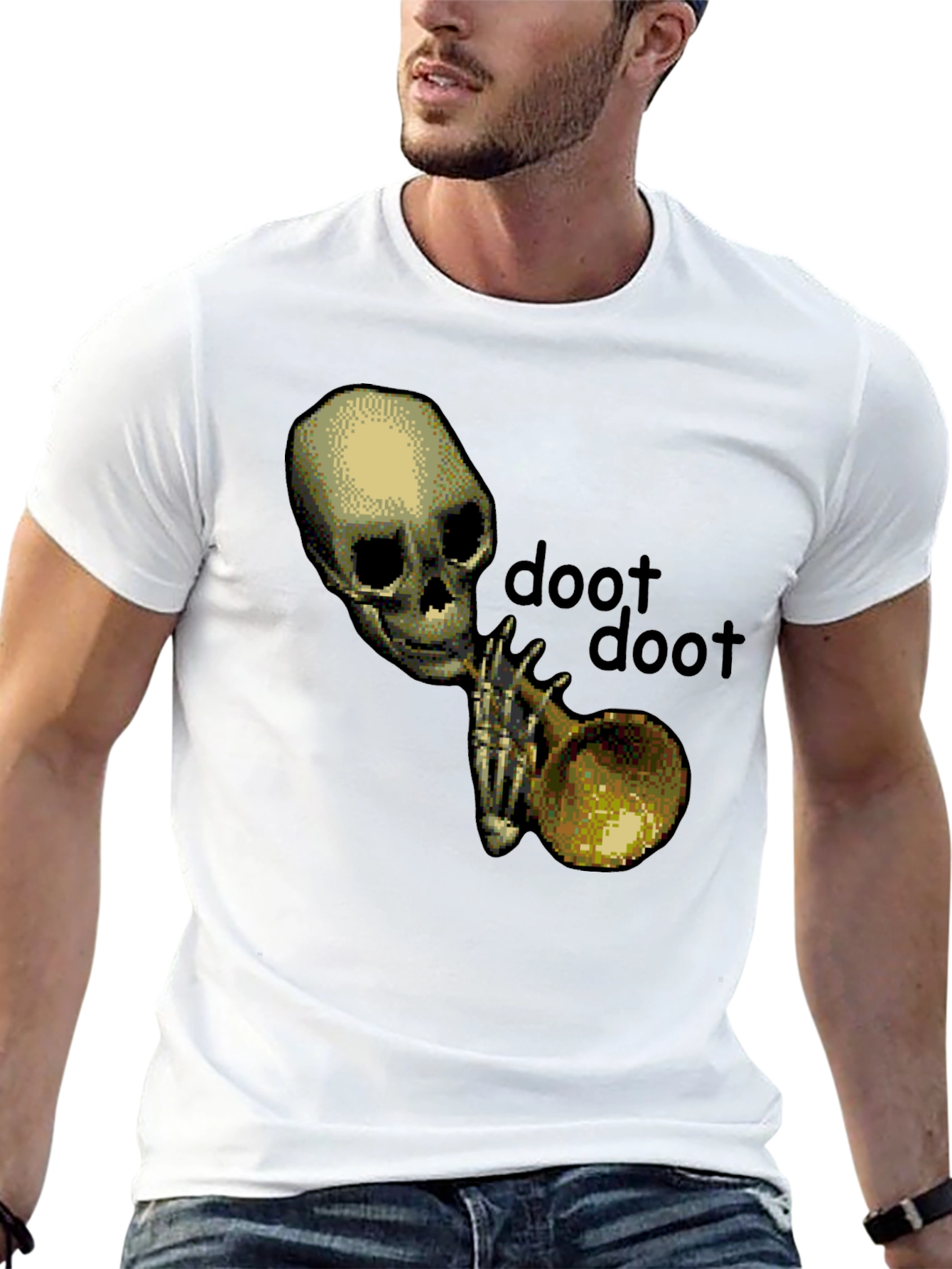 Black Doot Doot Skeleton Trumpet Black T-Shirt view 13