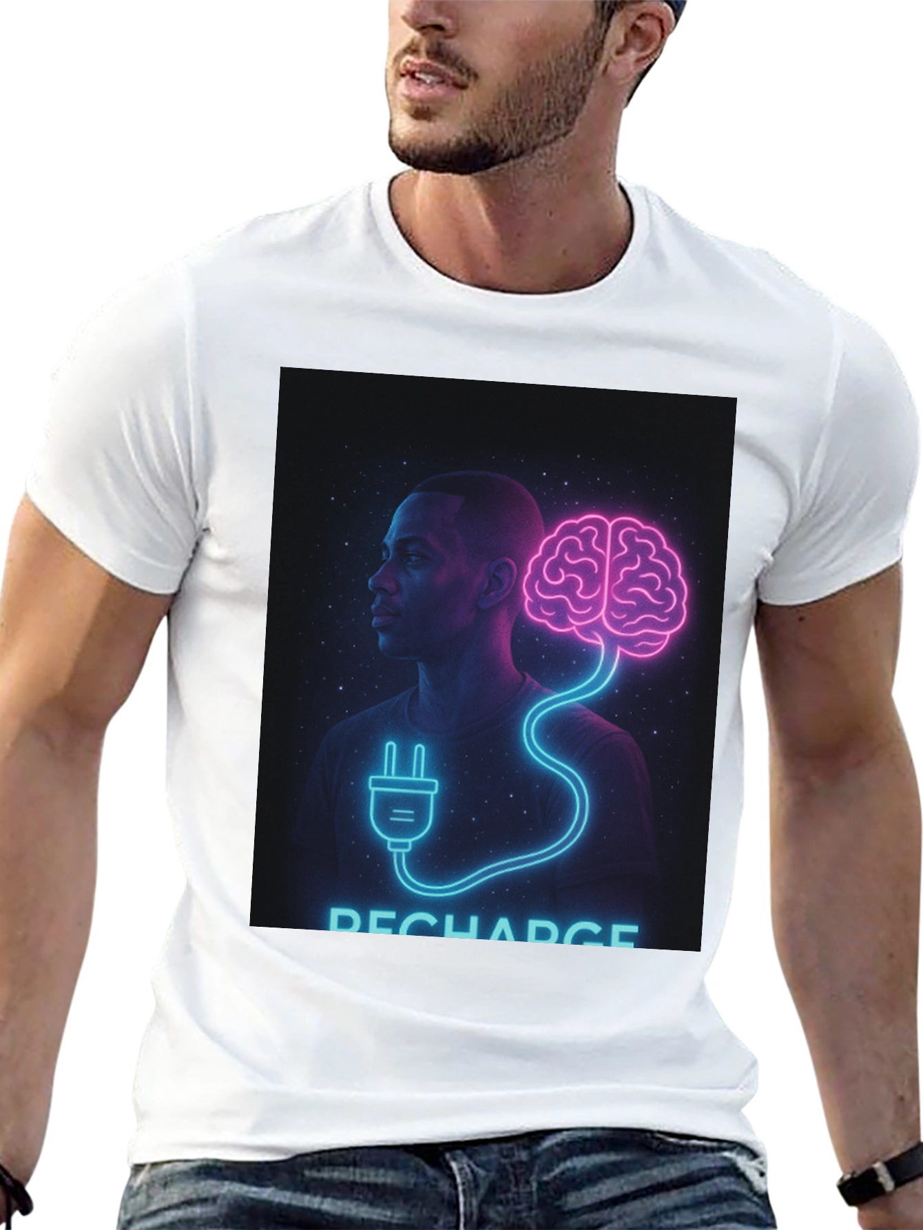 Black Recharge Brain Graphic Tee - Black Crew Neck view 13