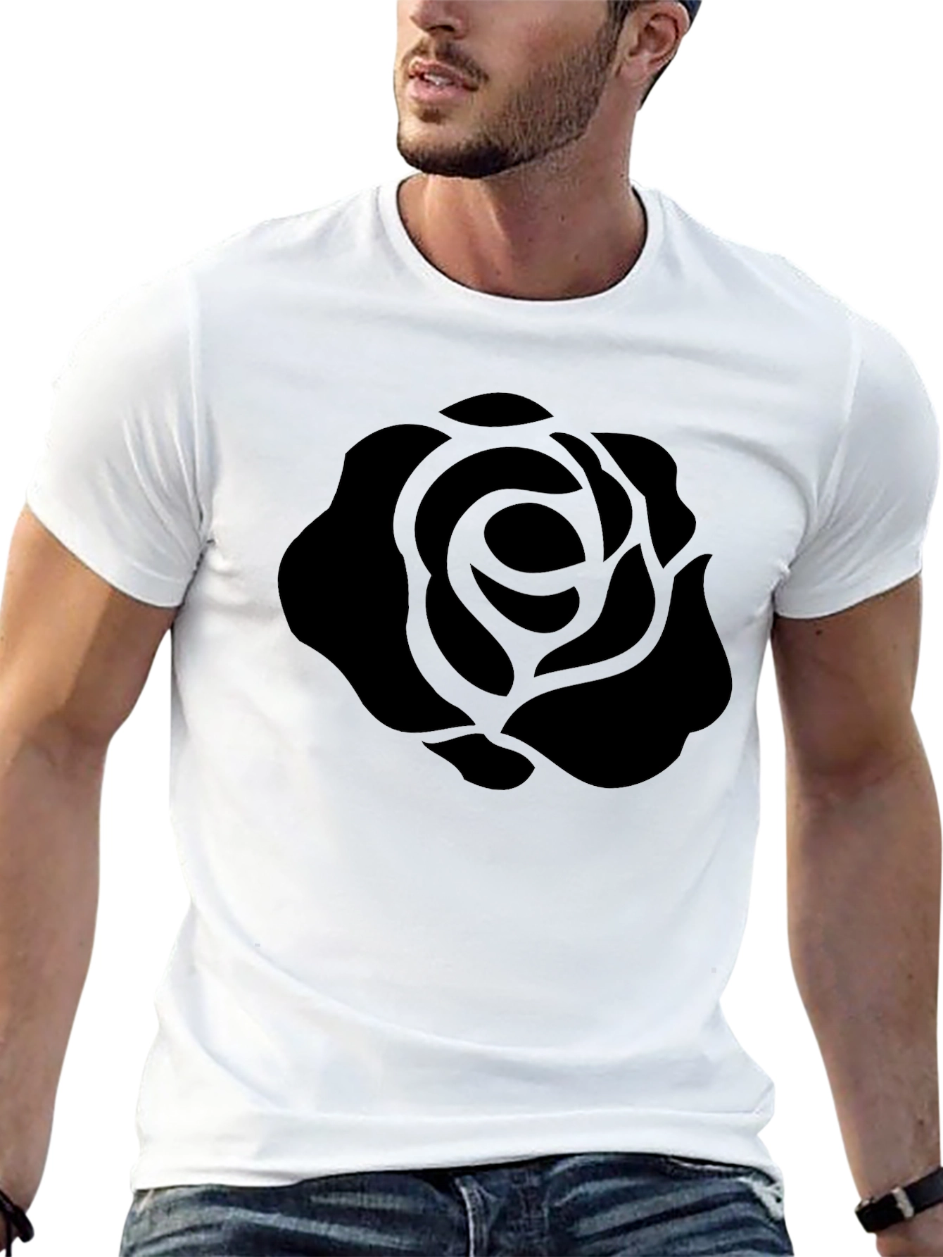 Black Black Rose Graphic T-Shirt - Stylish Men's Tee view 13