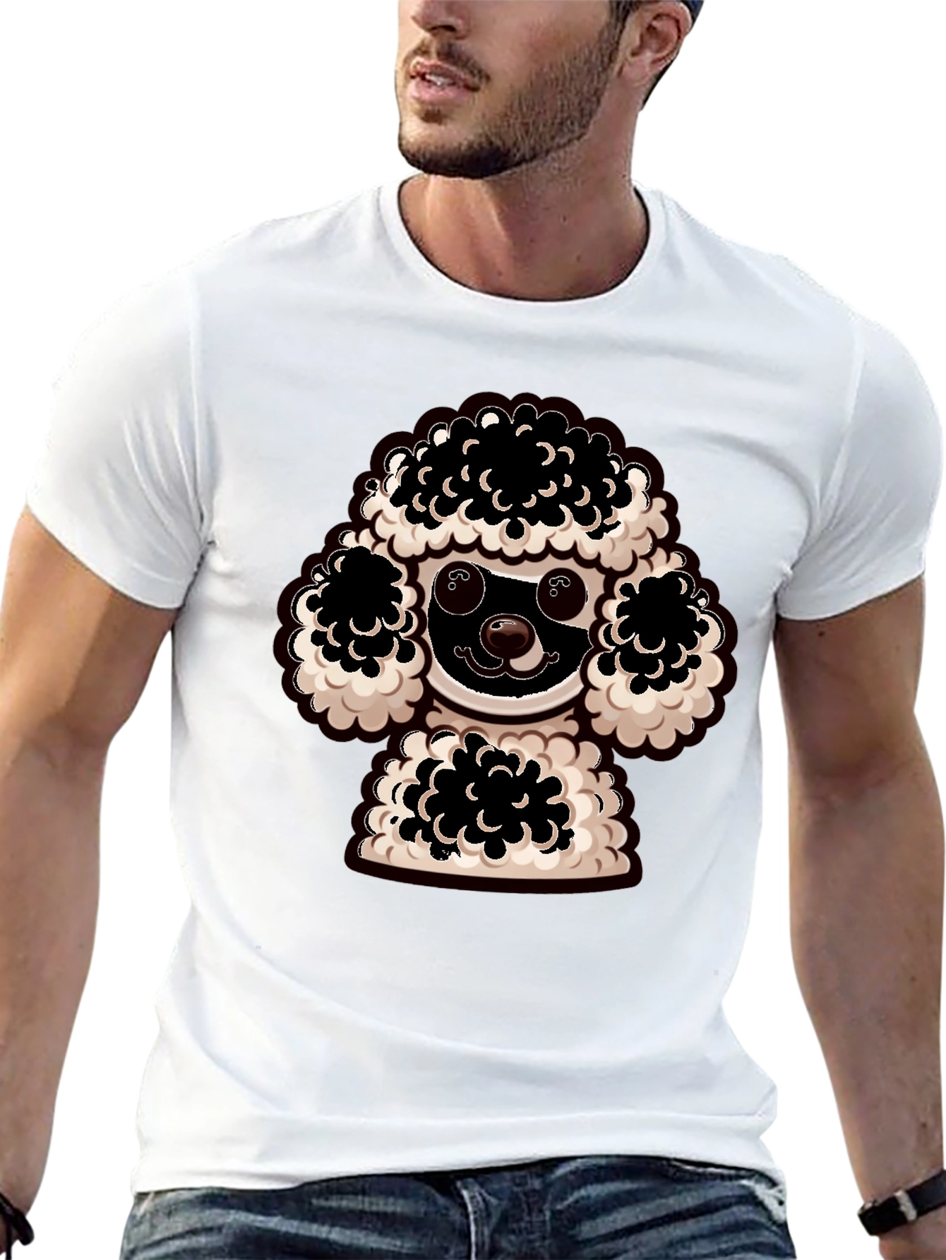 Black Poodle Graphic Tee - Black Cotton Comfort view 13