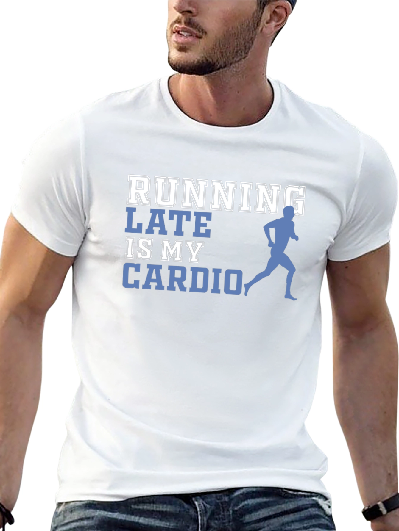 Black Running Late is My Cardio Graphic Tee view 13