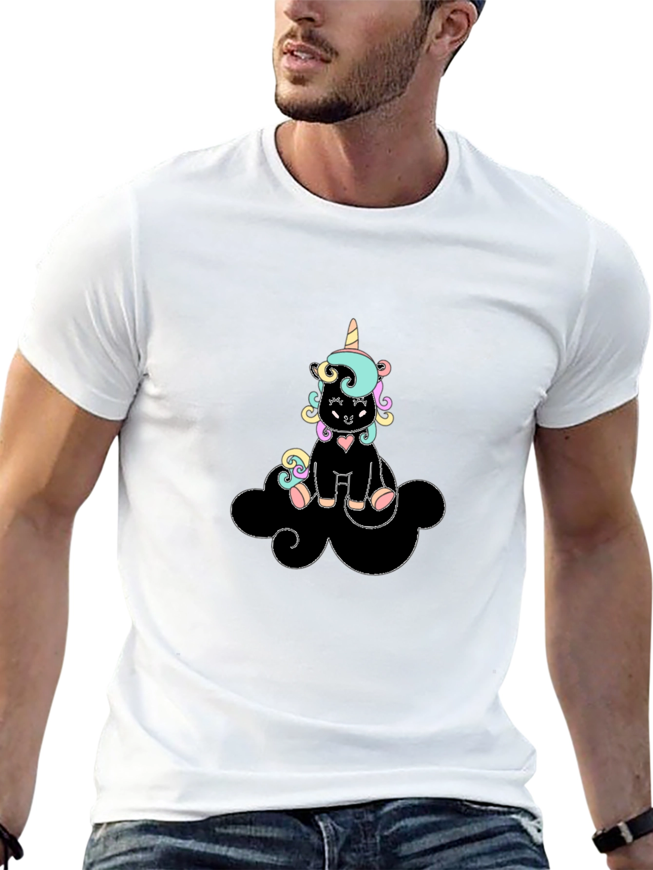 Black Unicorn Cloud Graphic Tee - Black Cotton Comfort view 13