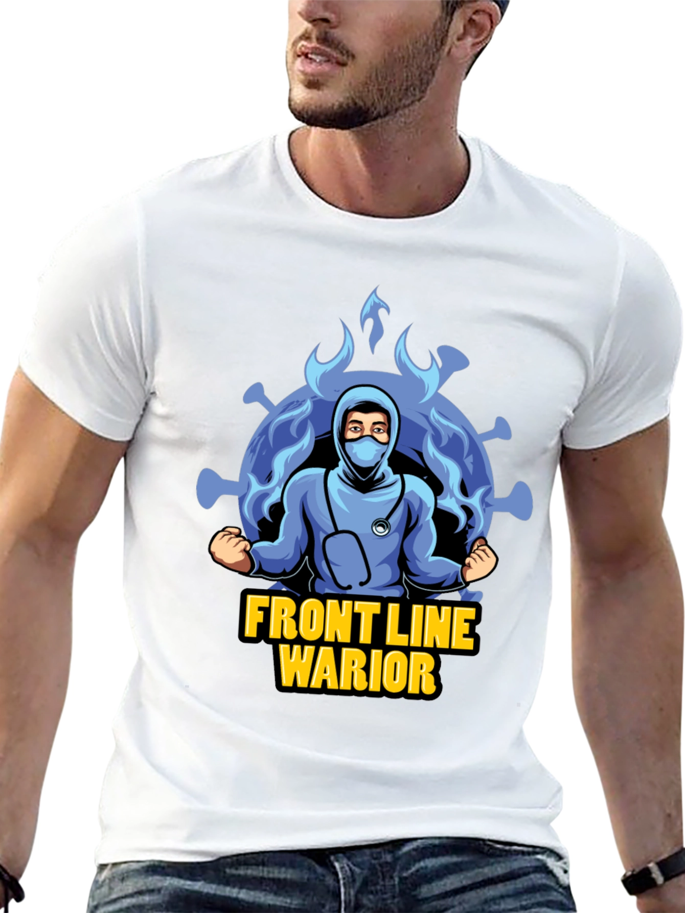 Black Front Line Warrior T-Shirt - Unisex Design view 13