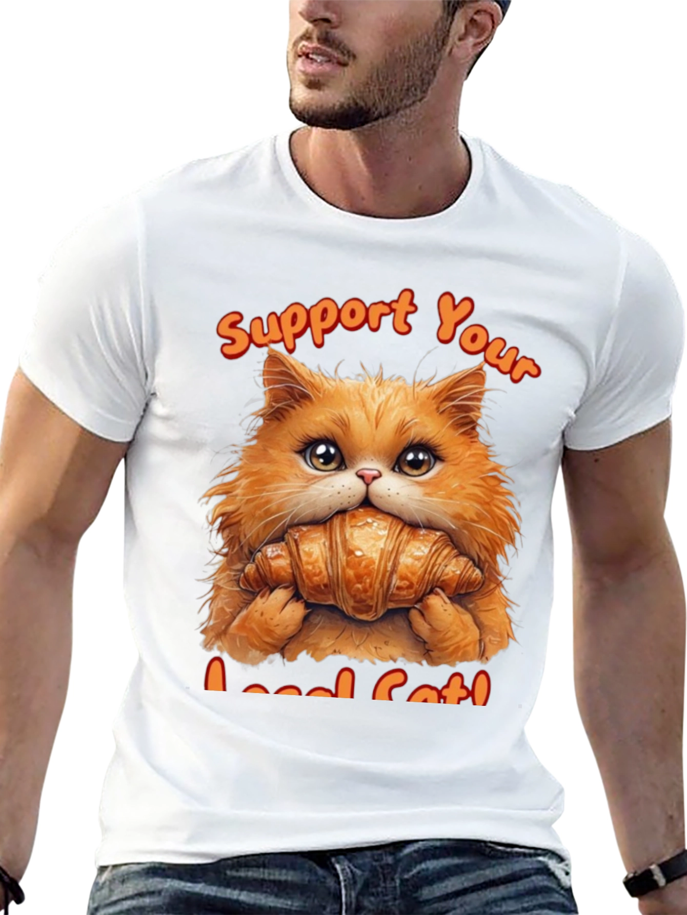 Black Support Your Local Cat T-Shirt view 13
