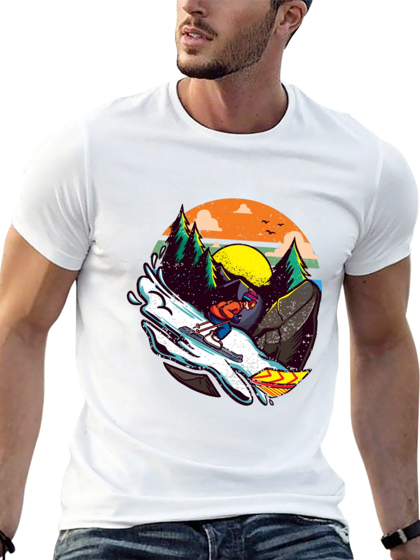 Black Skiing Adventure Graphic Tee view 13