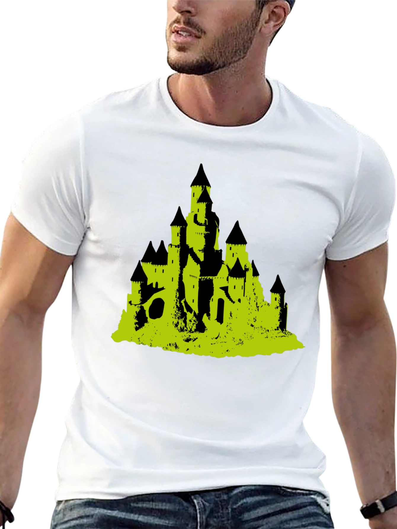 Black Black T-Shirt with Castle Graphic view 13
