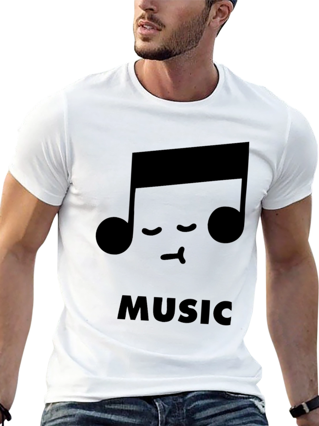 Black Cute Music Note Black T-Shirt view 13