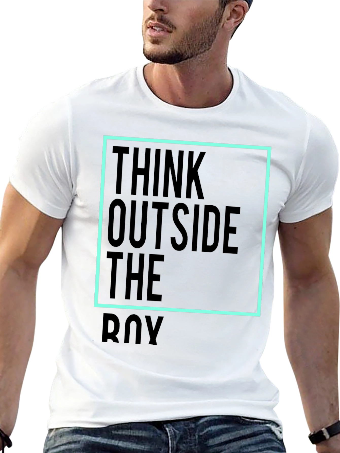 Black Think Outside The Box Tee - Unisex Black Cotton T-Shirt view 13