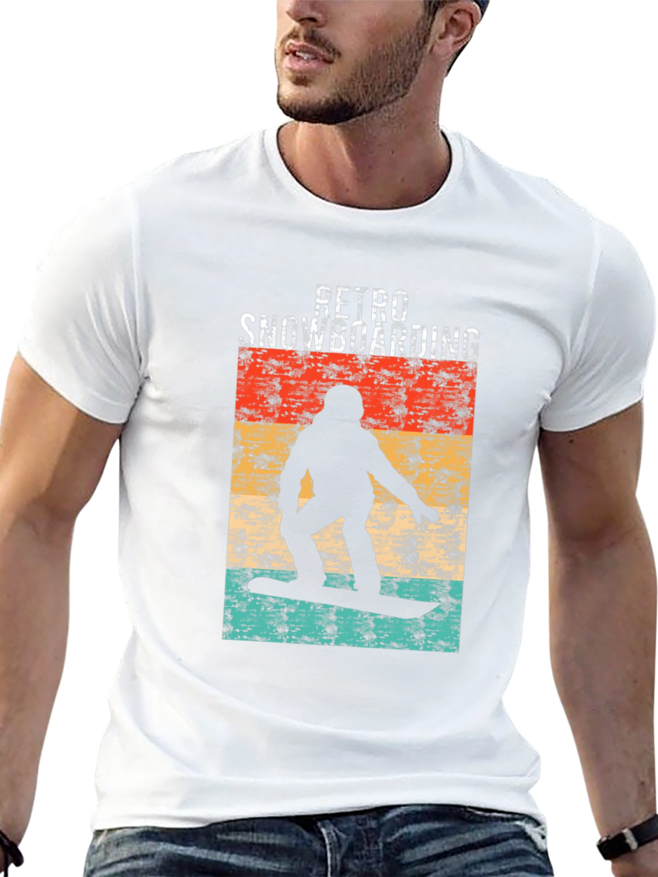 Black Retro Snowboarding Graphic Tee - Black view 13