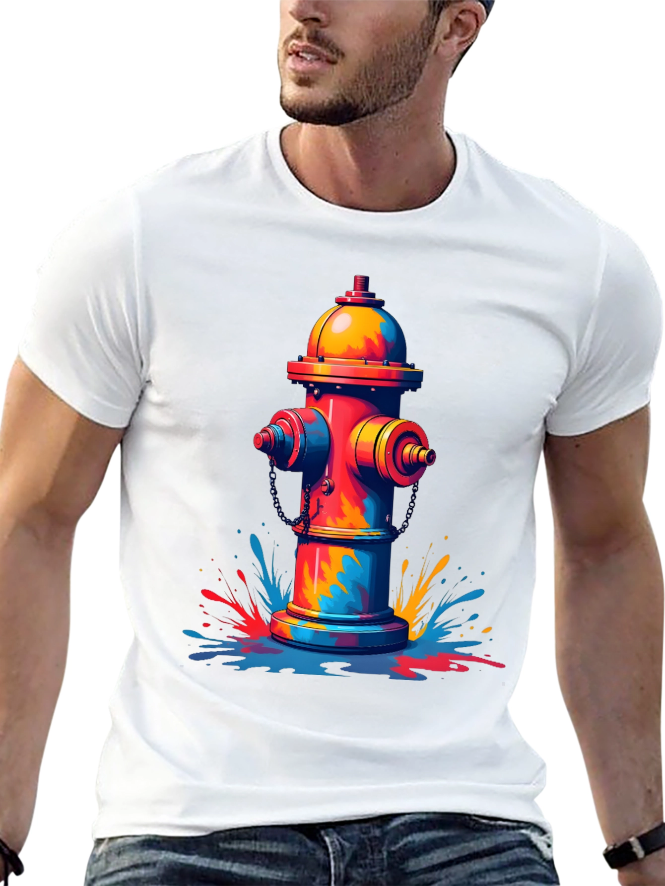 Black Colorful Fire Hydrant Graphic Tee view 13