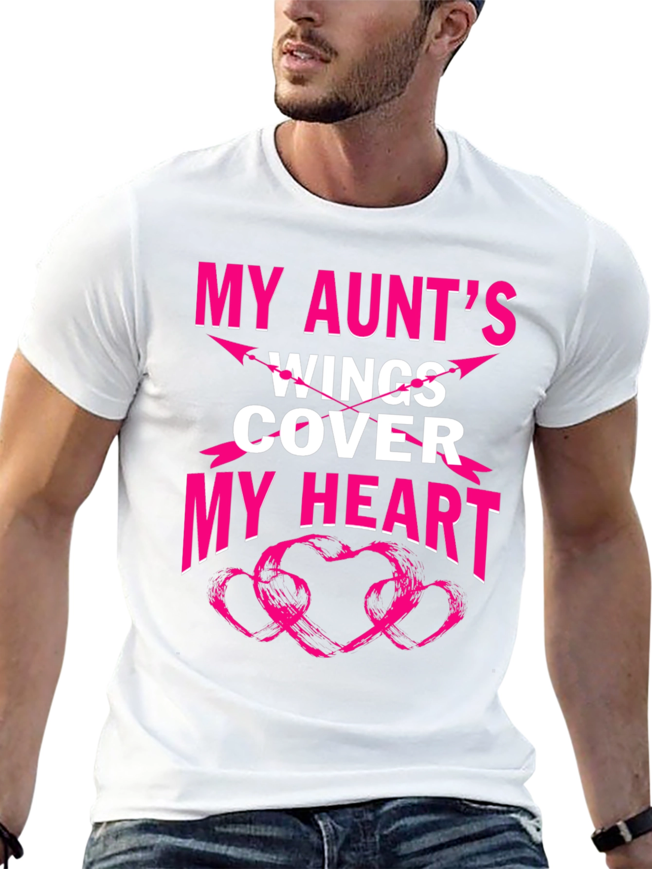 Black My Aunt's Wings Cover My Heart Graphic T-Shirt view 13