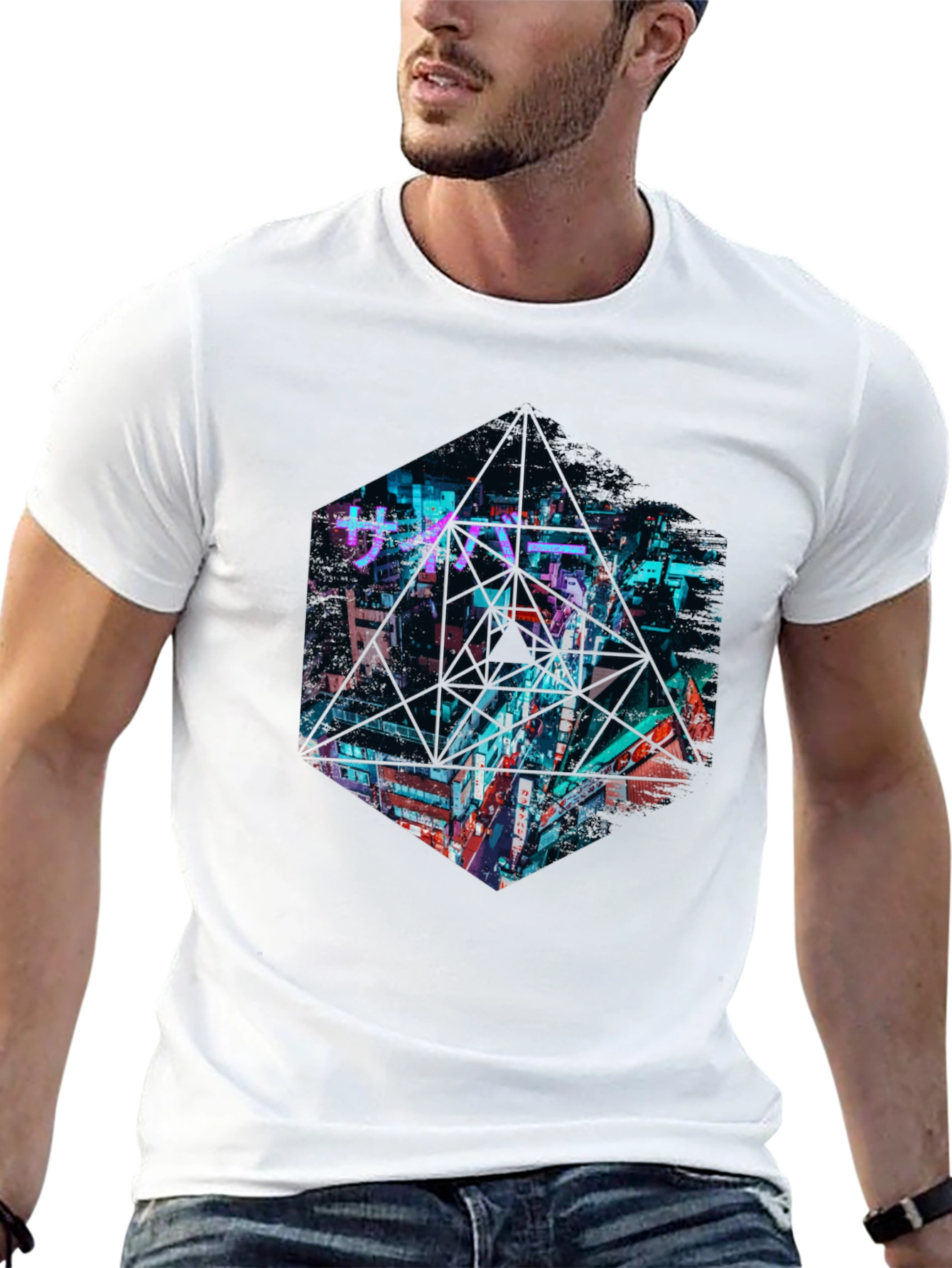 Black Cyberpunk Cityscape Graphic Tee - Urban Style view 13
