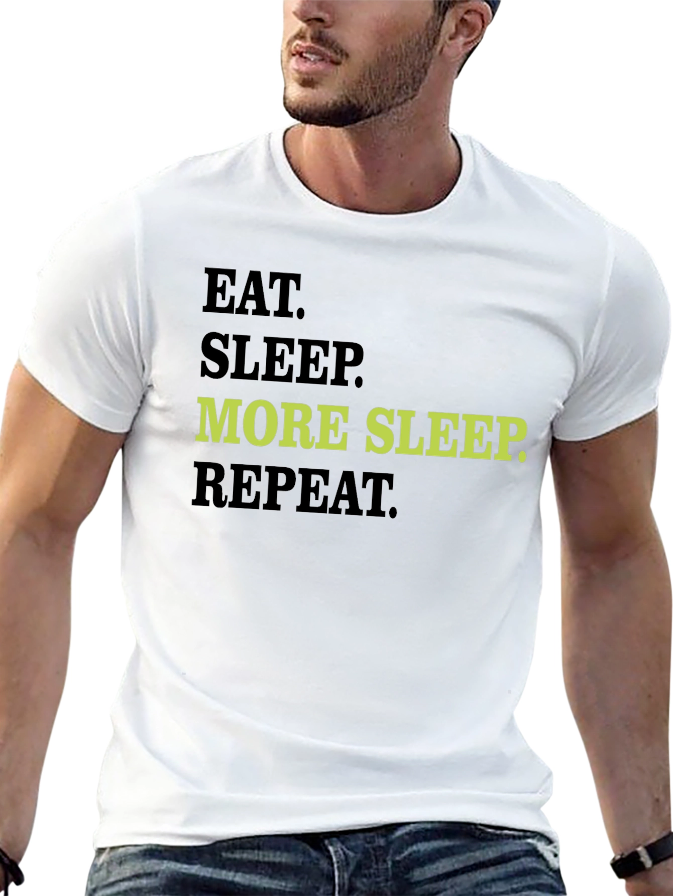 Black Eat Sleep More Sleep Repeat Graphic Tee view 13
