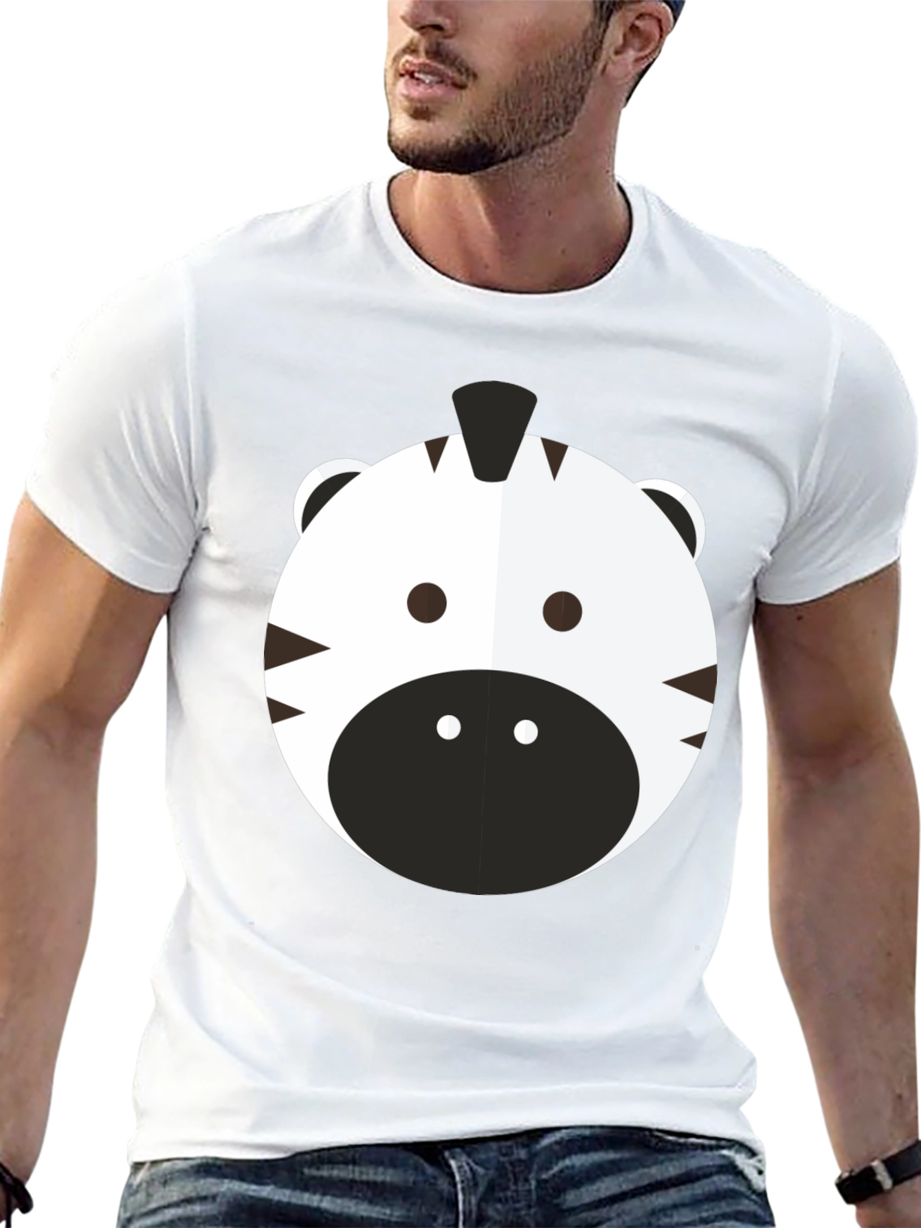 Black Cute Zebra Graphic Tee - Black Cotton T-Shirt view 13