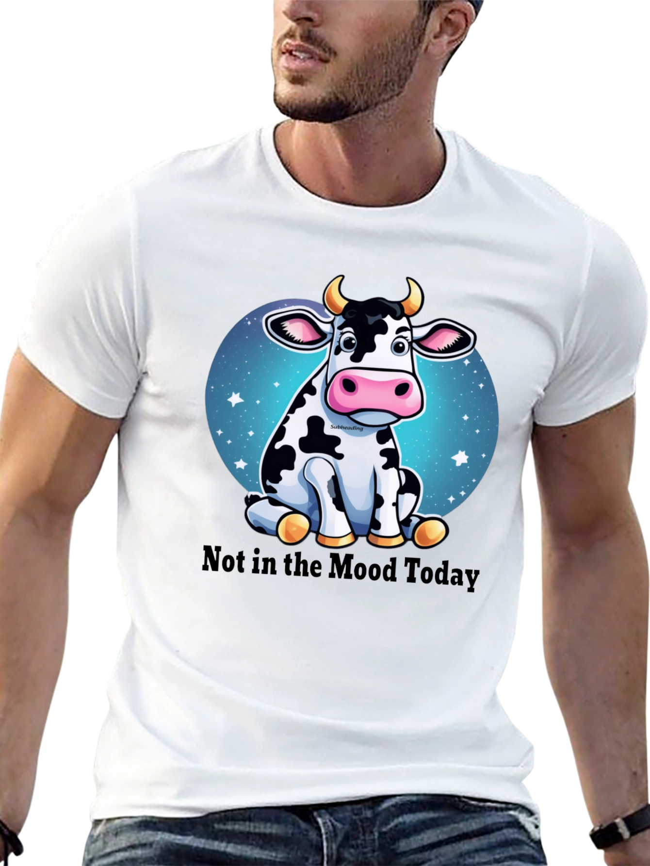 Black Not in the Mood Cow Graphic Tee - Unisex Black T-Shirt view 13