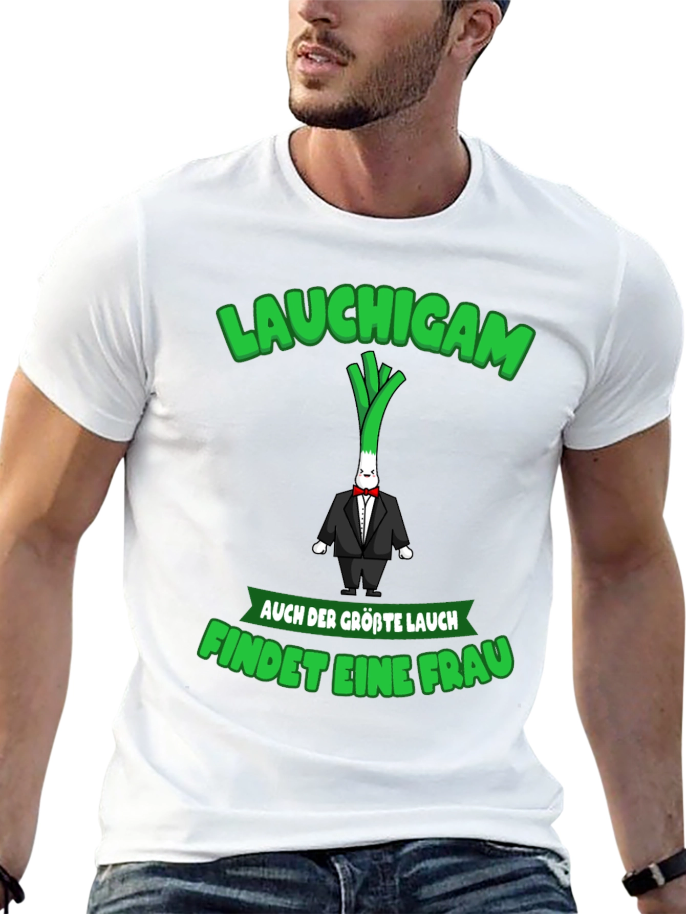 Black Funny "Lauchigam" Graphic T-Shirt view 13