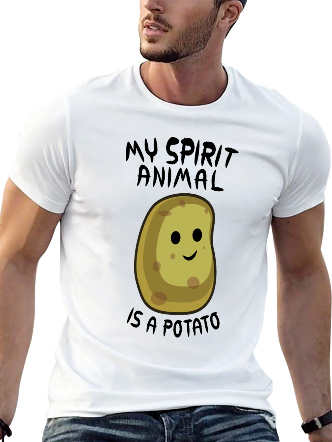 Black My Spirit Animal is a Potato Funny T-Shirt view 13