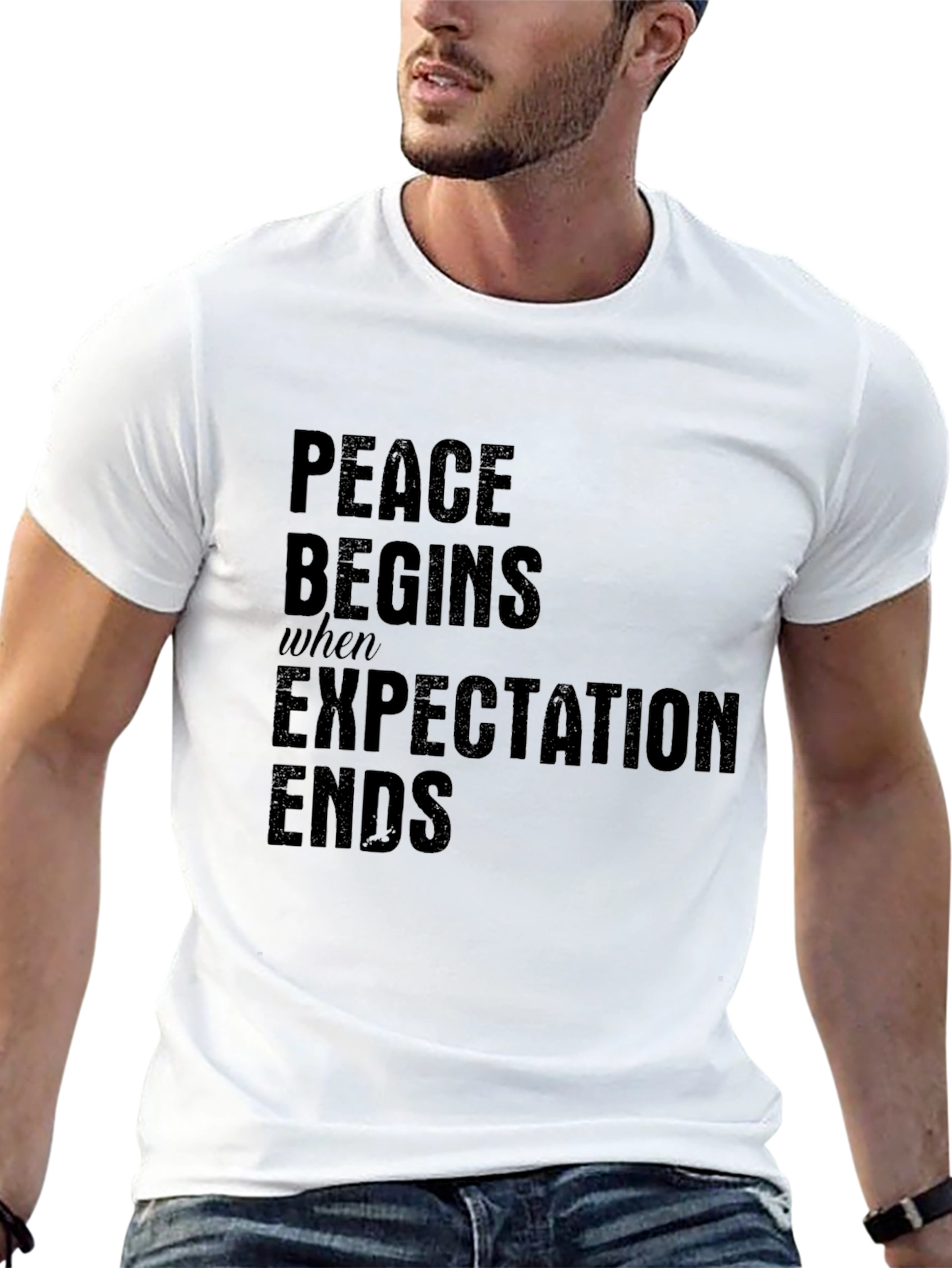 Black Peace Begins T-Shirt - Inspirational Quote Tee view 13