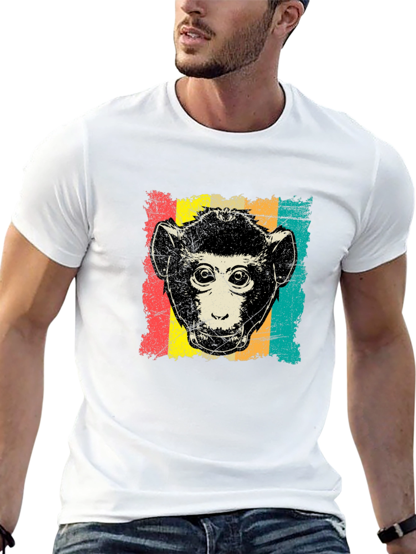 Black Retro Monkey Graphic T-Shirt - Black view 13