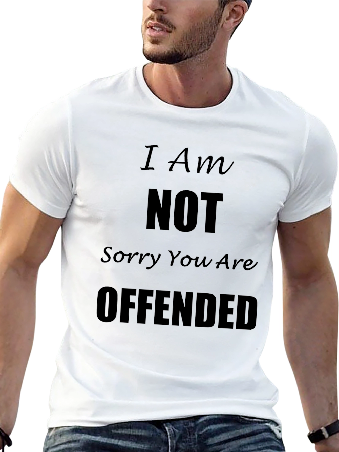 Black I Am NOT Sorry You Are Offended Black T-Shirt view 13