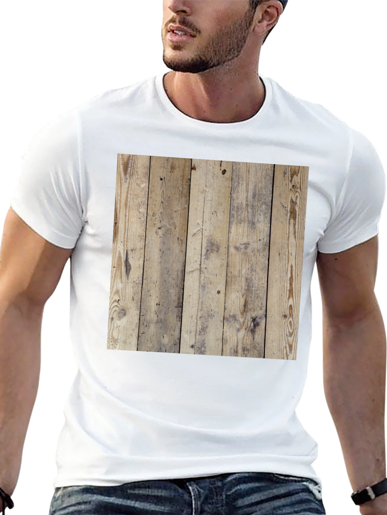 Wood Texture Graphic Tee - Casual Style Black T-Shirt - 13