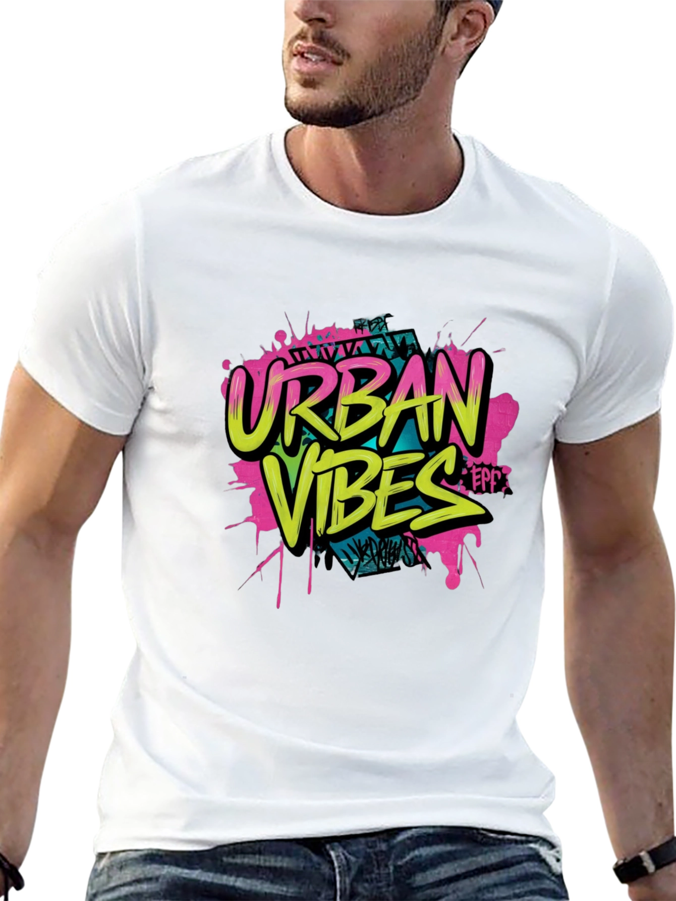Black Urban Vibes Graphic Print Black T-Shirt view 13